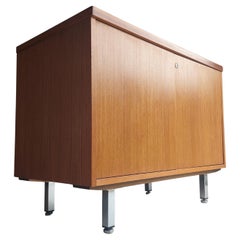 Midcentury Teak Compact Sideboard Office Drinks Unit Cabinet Cupboard 70s