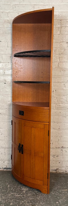 Mid-Century Teak Corner Cupboard with Metal Shelving