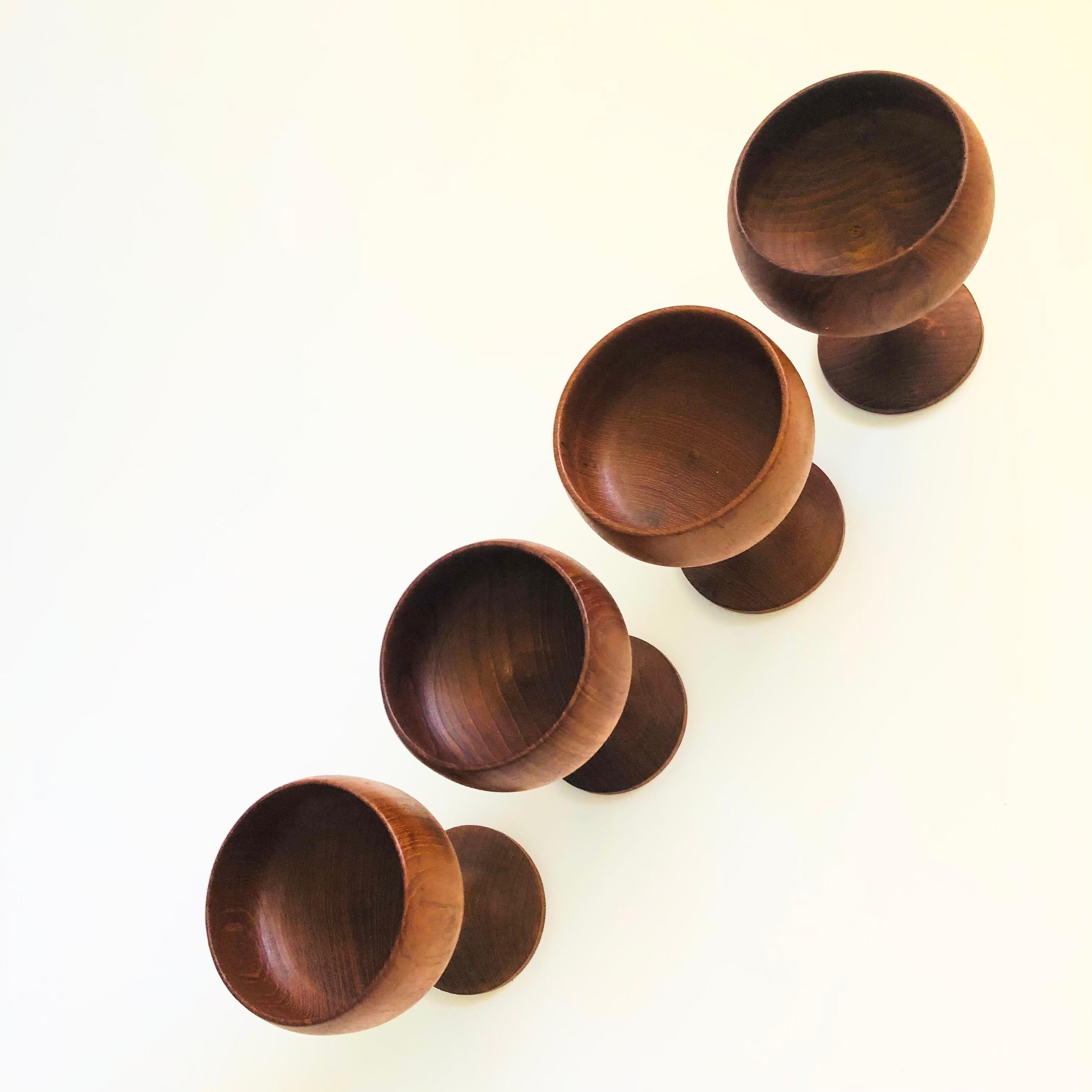 Mid Century Teak Coupes - Set of 4 For Sale 1