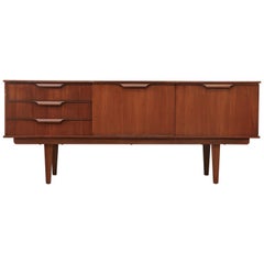 Midcentury Teak Credenza with Carved Hand Pulls