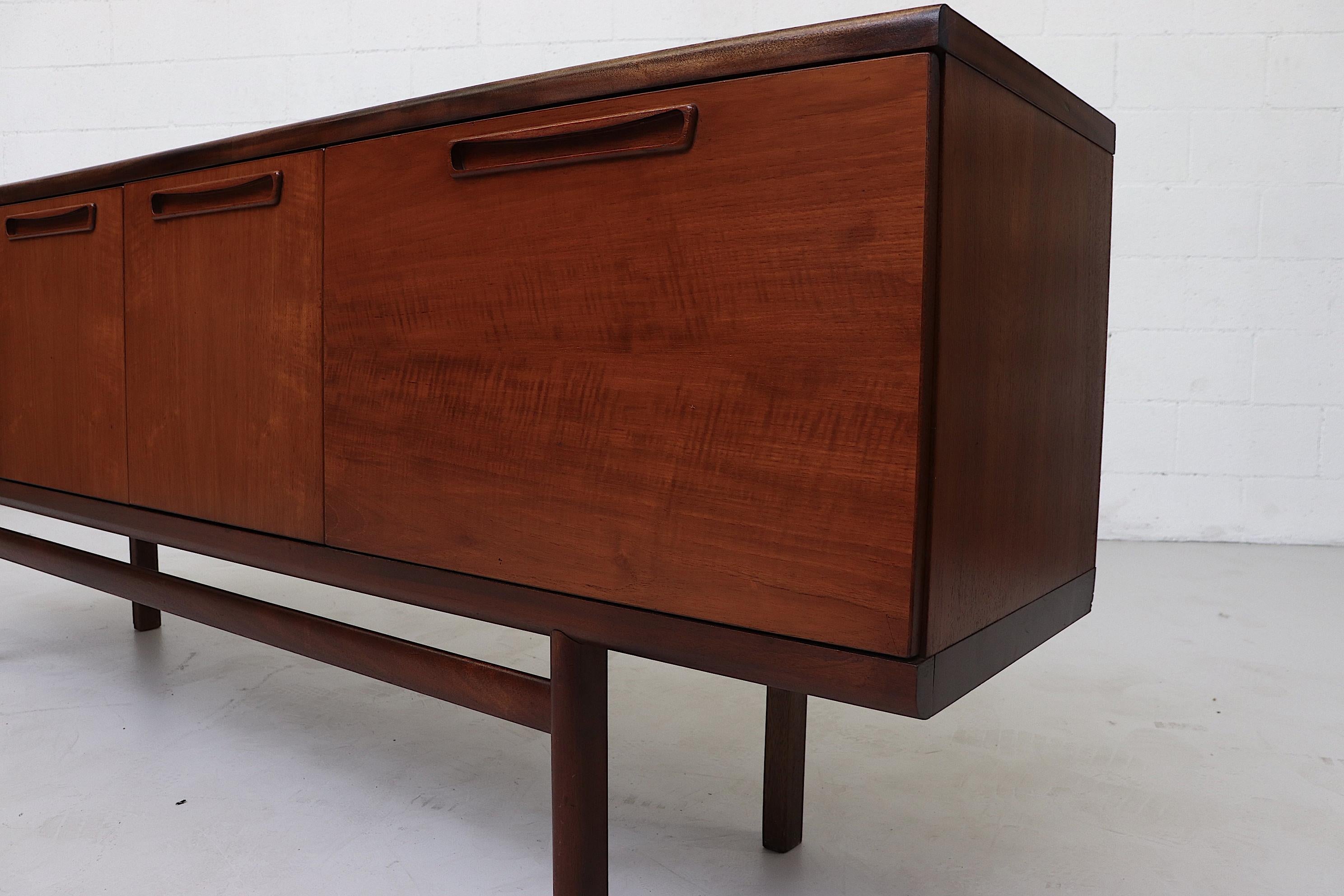 Midcentury Teak Credenza with Organically Carved Hand Pulls 4
