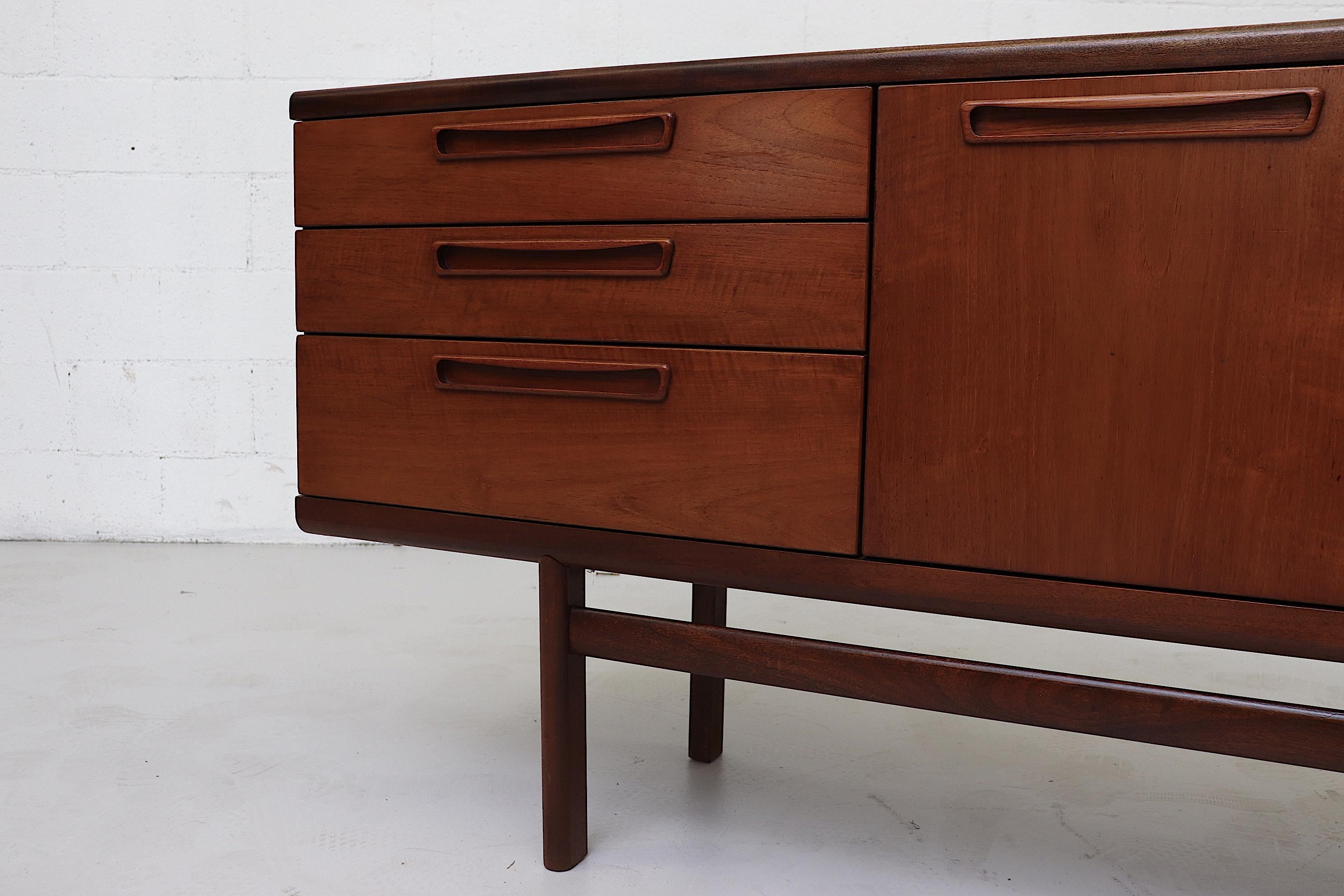 Midcentury Teak Credenza with Organically Carved Hand Pulls 5