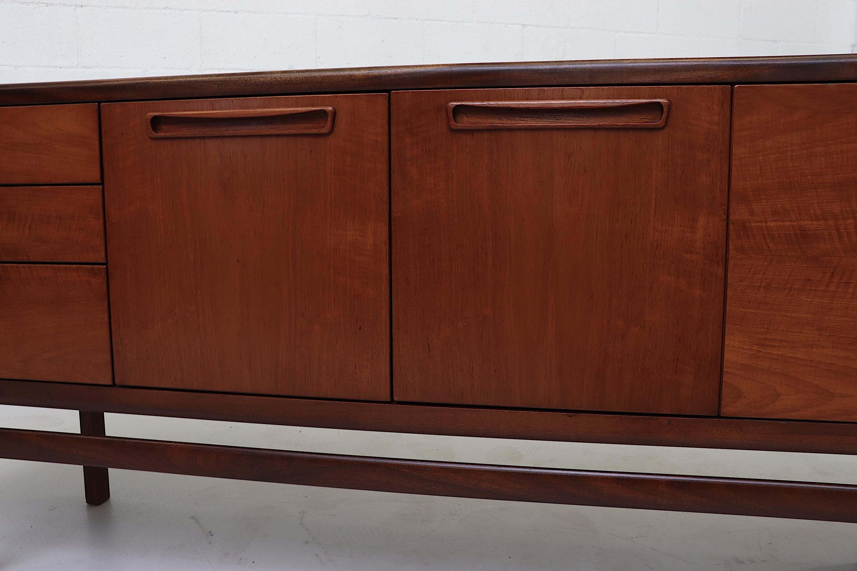 Midcentury Teak Credenza with Organically Carved Hand Pulls 6