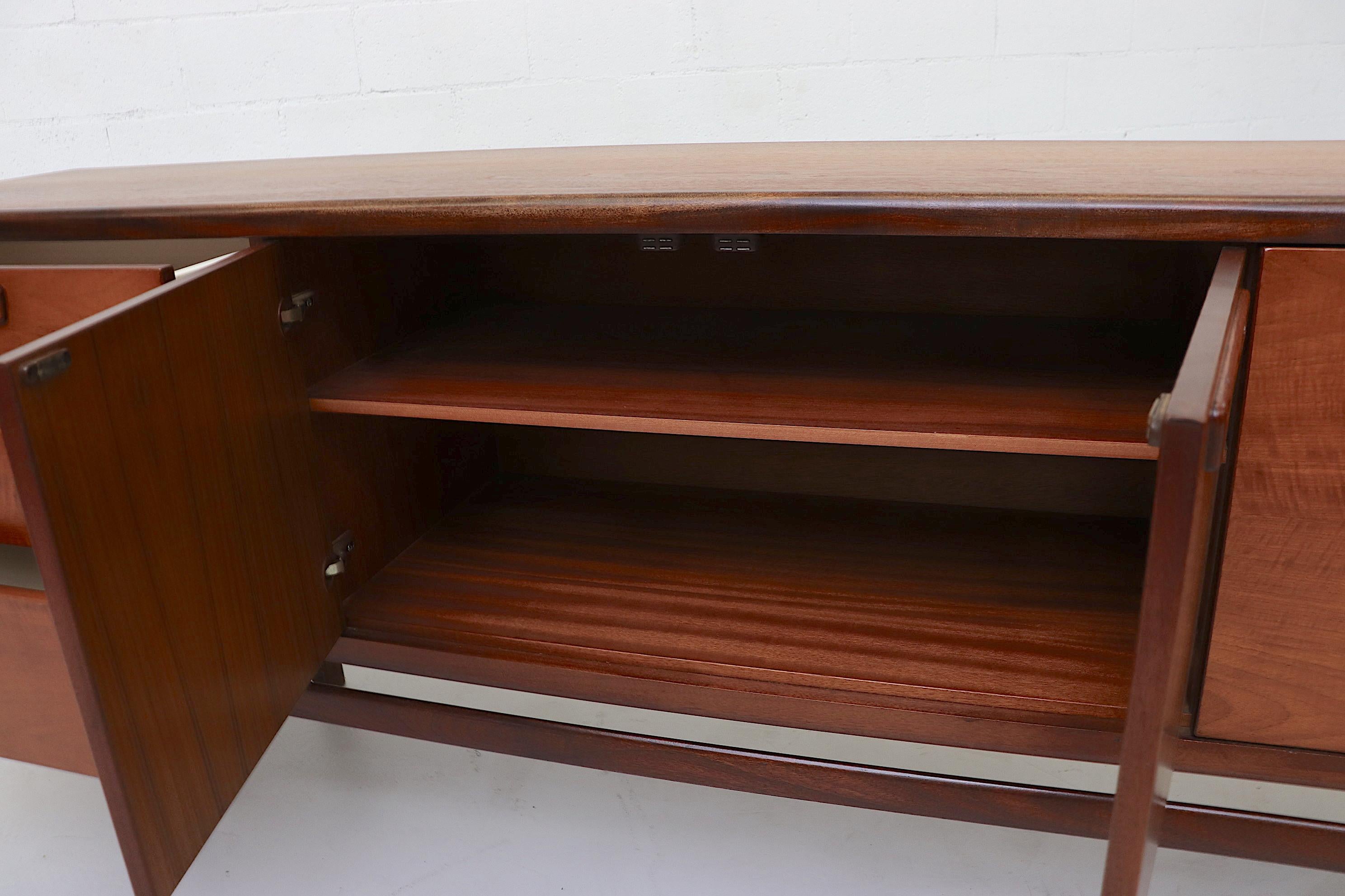 Midcentury Teak Credenza with Organically Carved Hand Pulls 8