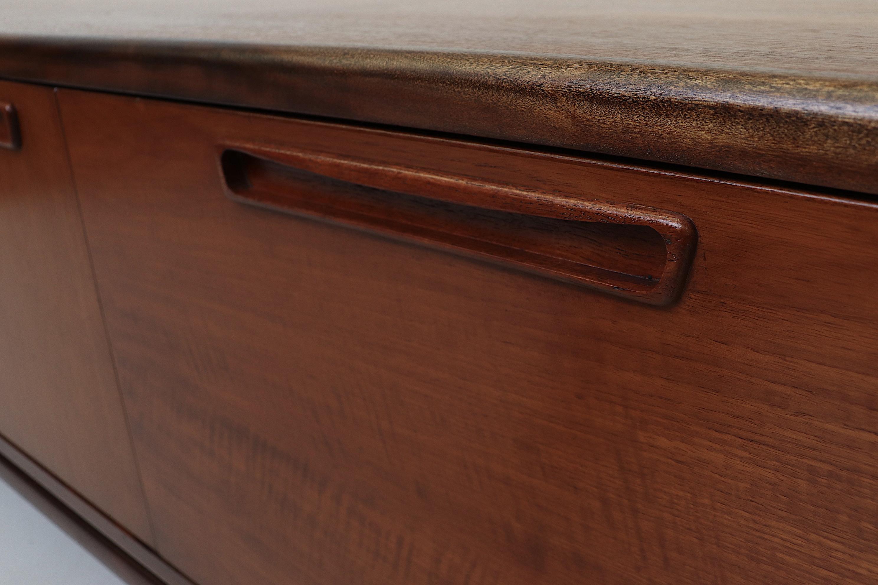 Midcentury Teak Credenza with Organically Carved Hand Pulls 13