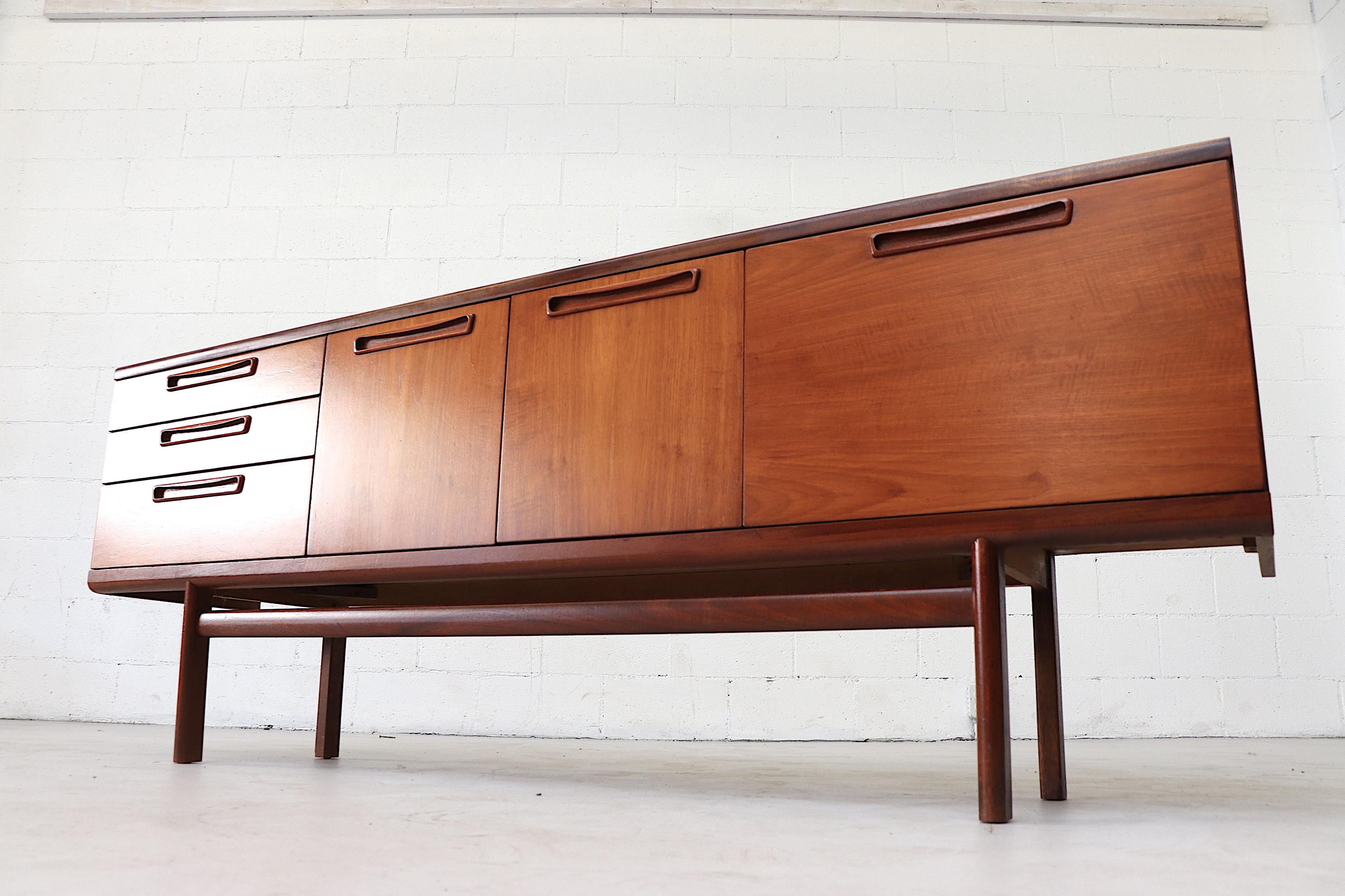 Midcentury Teak Credenza with Organically Carved Hand Pulls 3