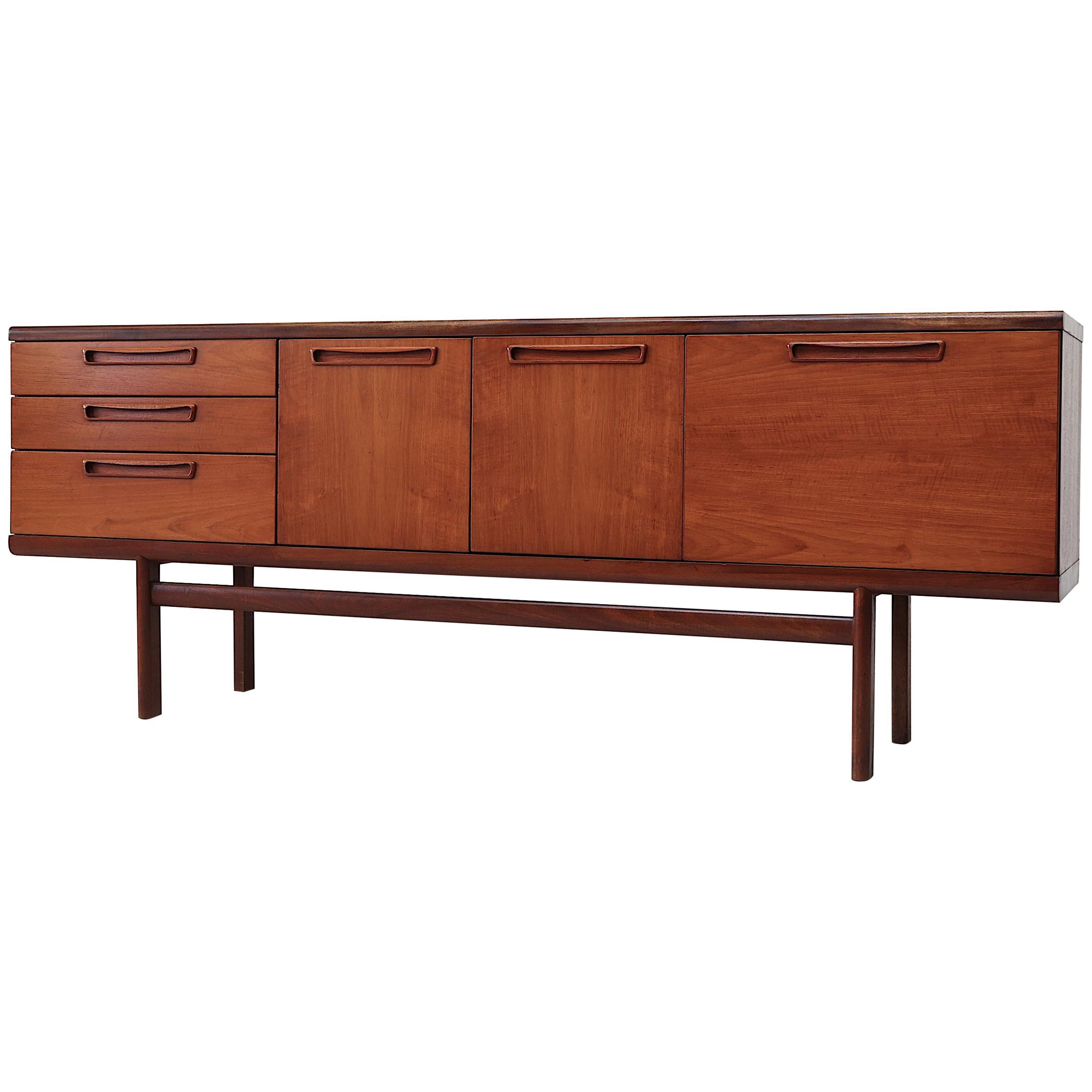 Midcentury Teak Credenza with Organically Carved Hand Pulls