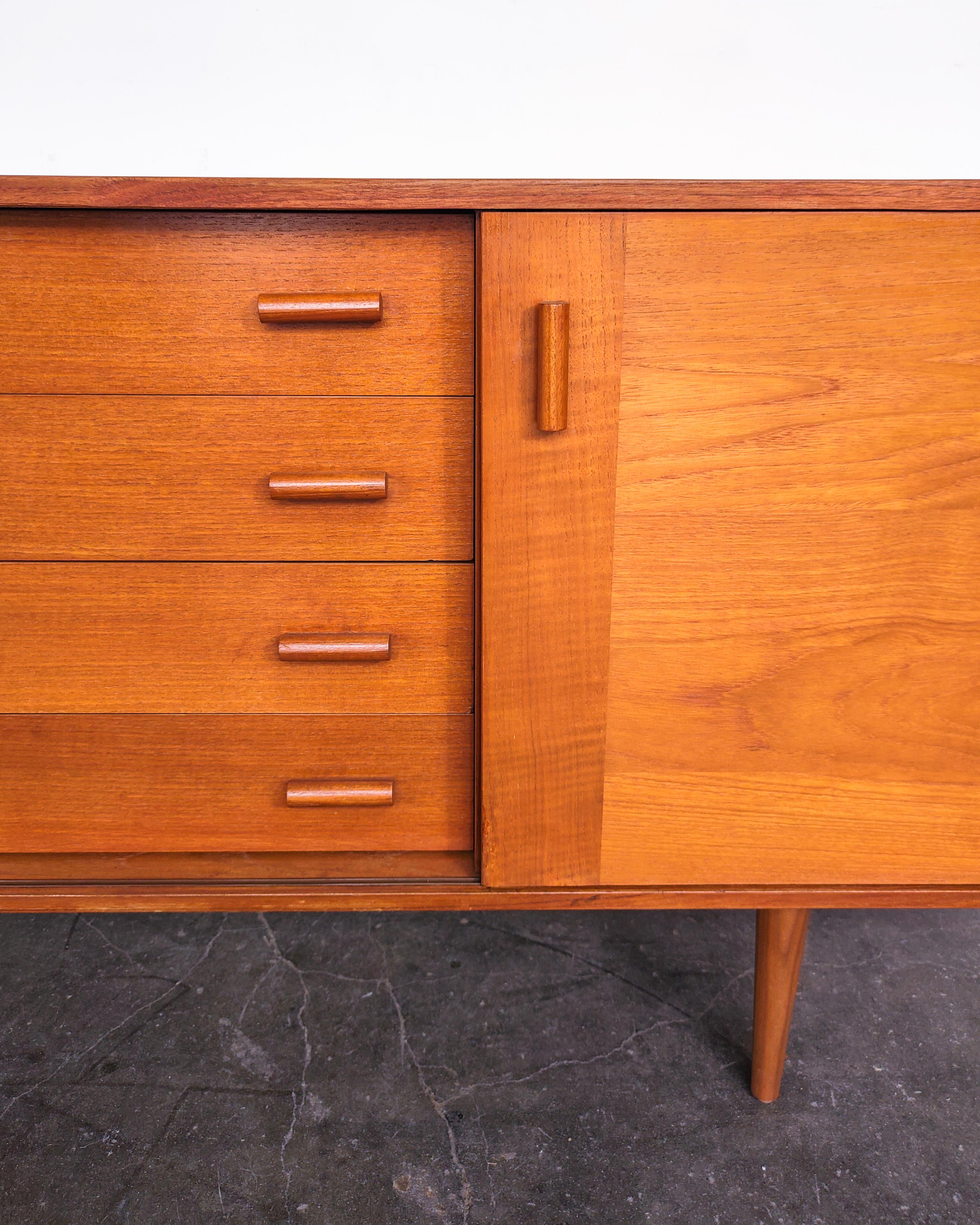 Mid-Century Modern Mid-Century Teak Credenza with Sliding Doors by Domino Møbler