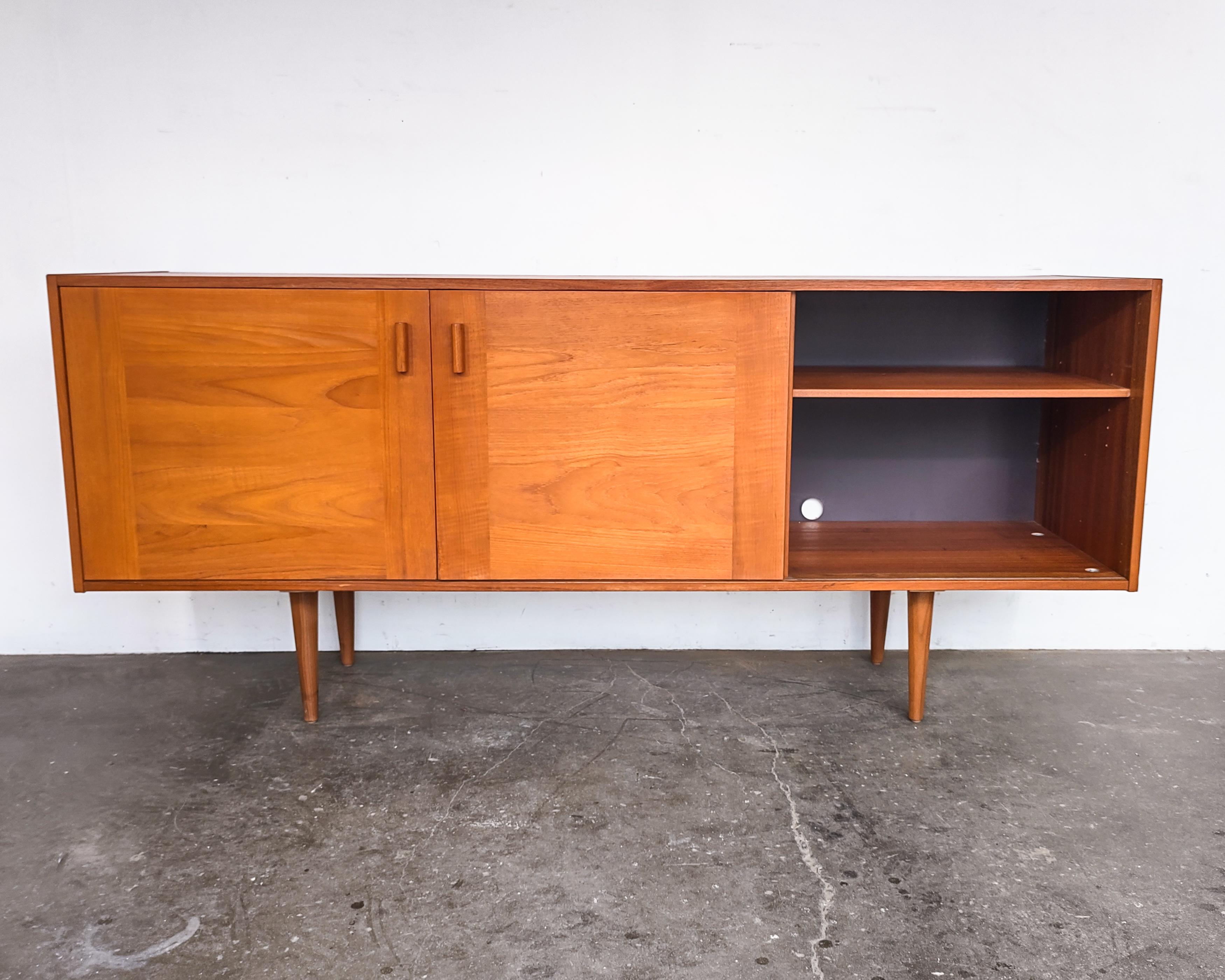 Mid-20th Century Mid-Century Teak Credenza with Sliding Doors by Domino Møbler