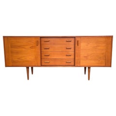 Mid-Century Teak Credenza with Sliding Doors by Domino Møbler