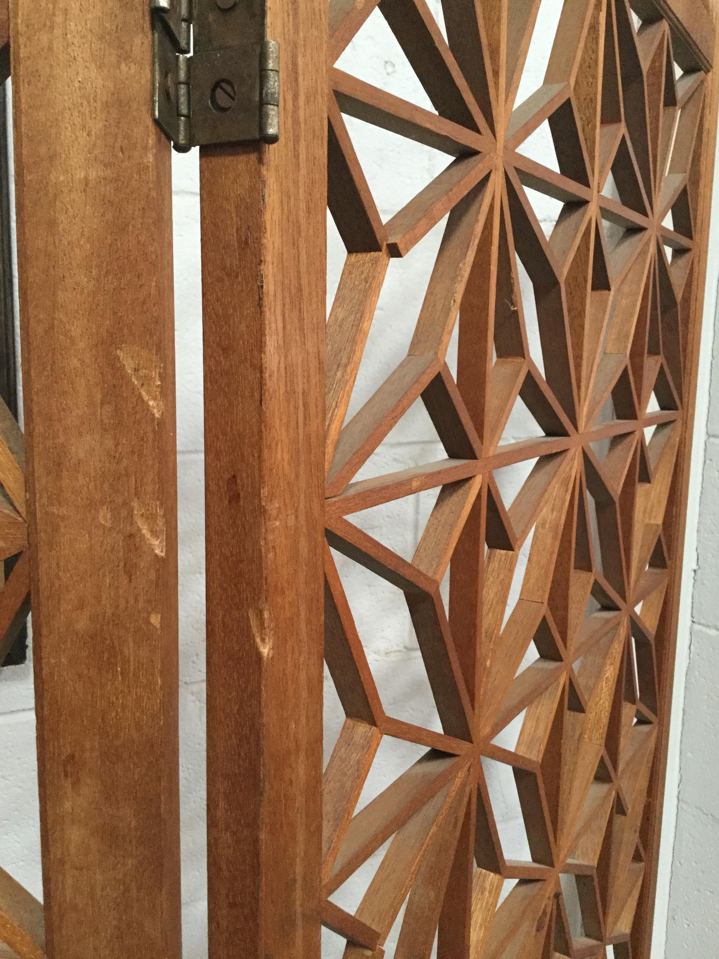 Mid-20th Century Midcentury Teak Cut-Out Room Divider / Screen