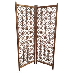 Midcentury Teak Cut-Out Room Divider / Screen