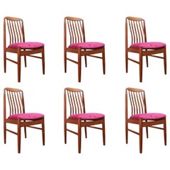 Mid Century Teak Danish Benni Linden Dining Chairs Set of 6