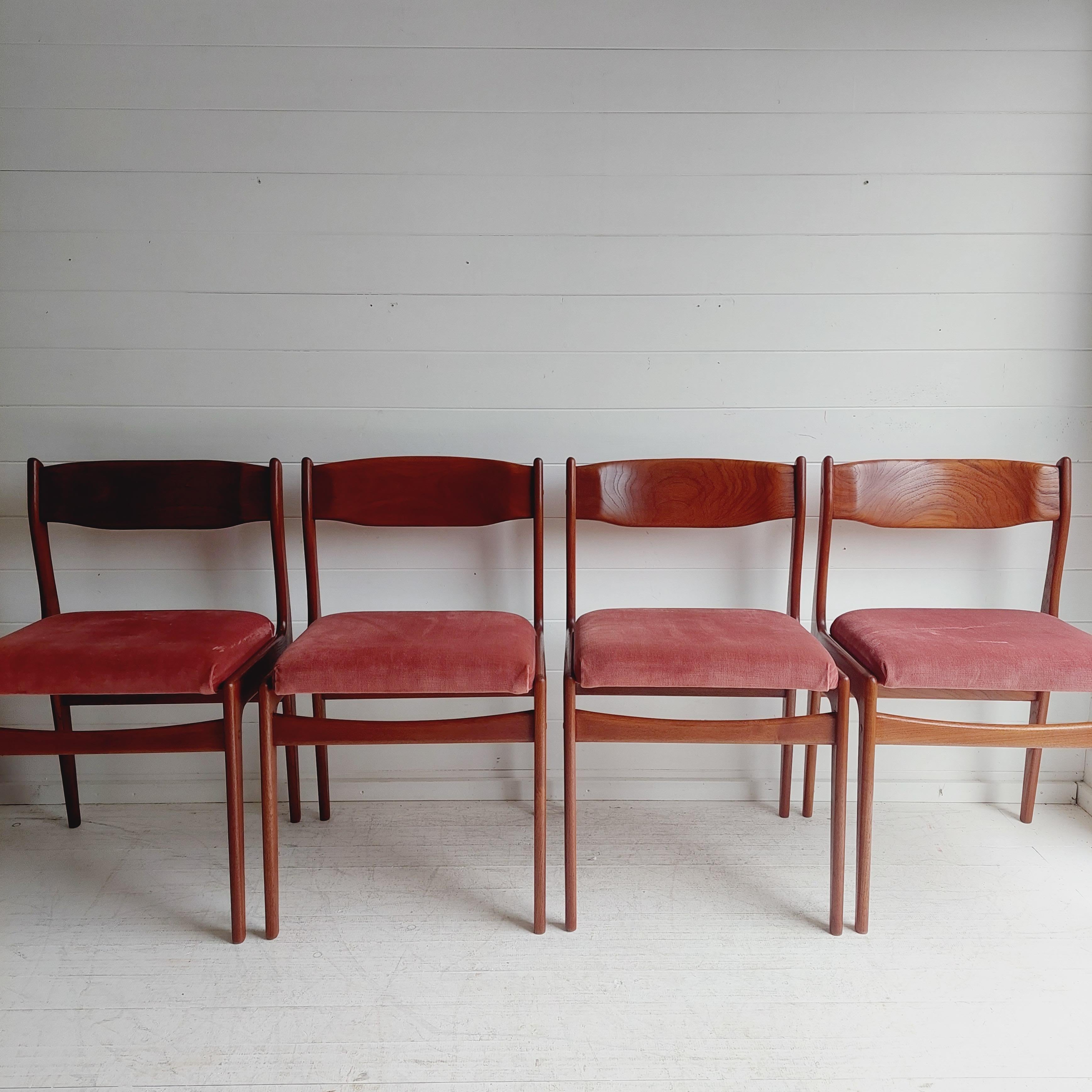 Mid Century teak Danish dining chairs 60s, Erik Buch style, set of 4 4