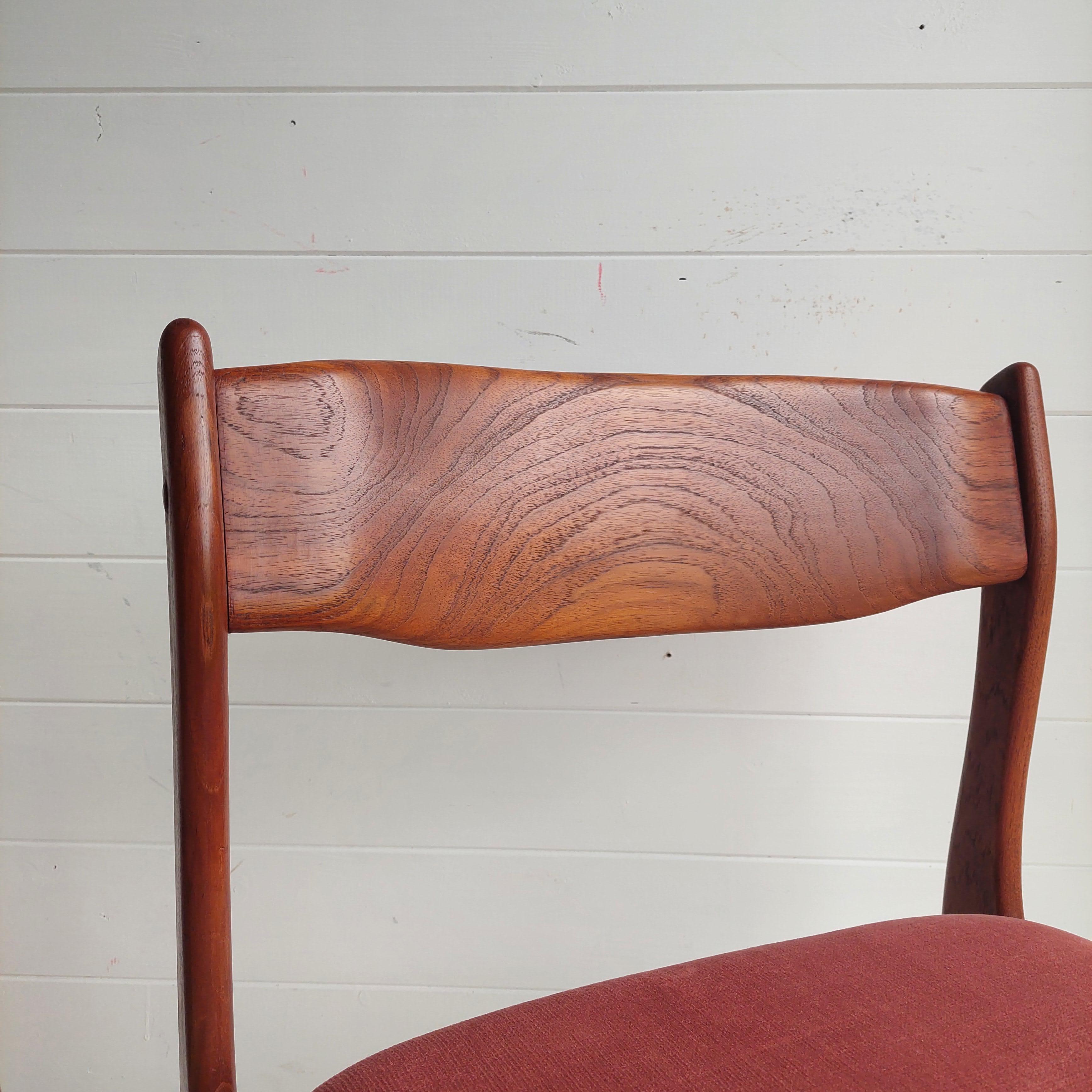 Mid Century teak Danish dining chairs 60s, Erik Buch style, set of 4 7