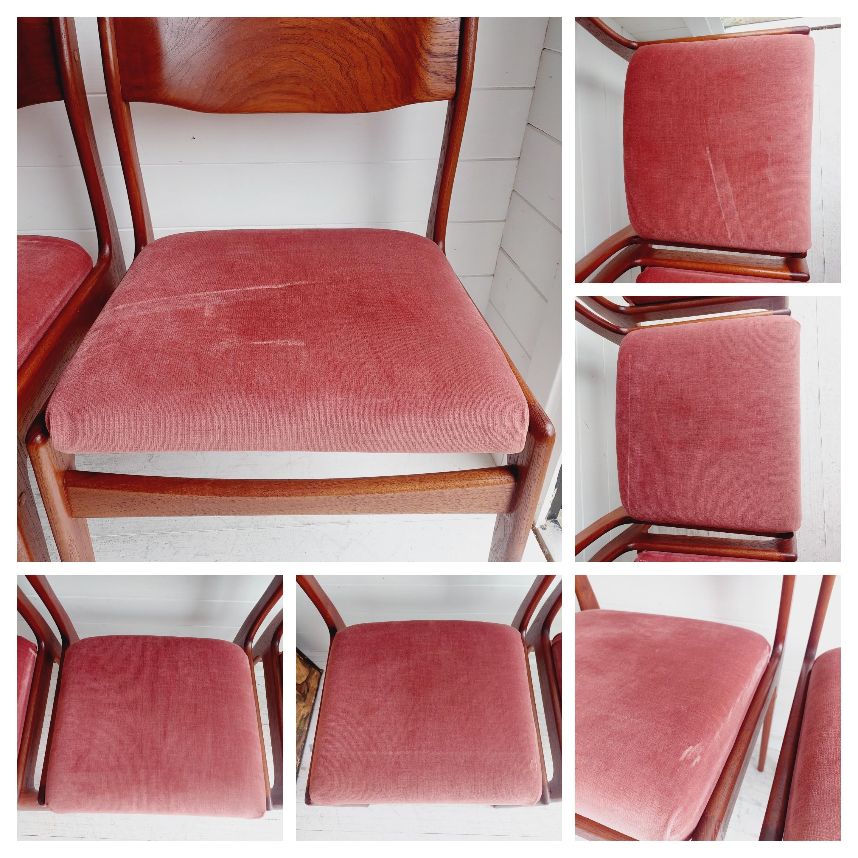 Mid Century teak Danish dining chairs 60s, Erik Buch style, set of 4 9