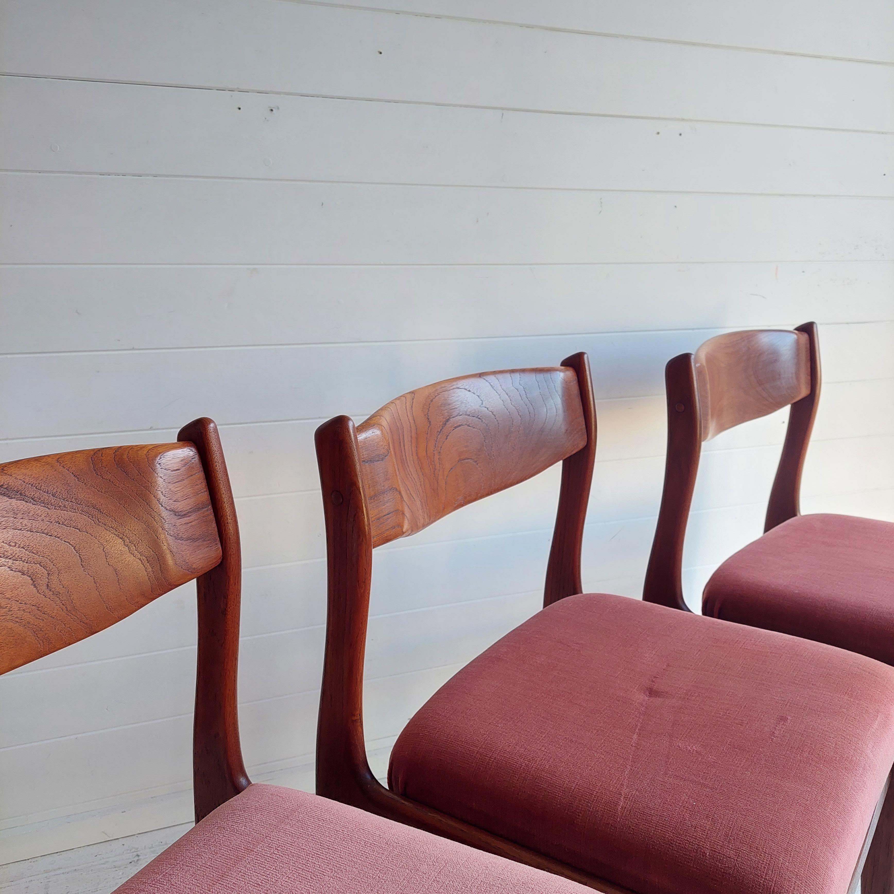 Mid-Century Modern Mid Century teak Danish dining chairs 60s, Erik Buch style, set of 4