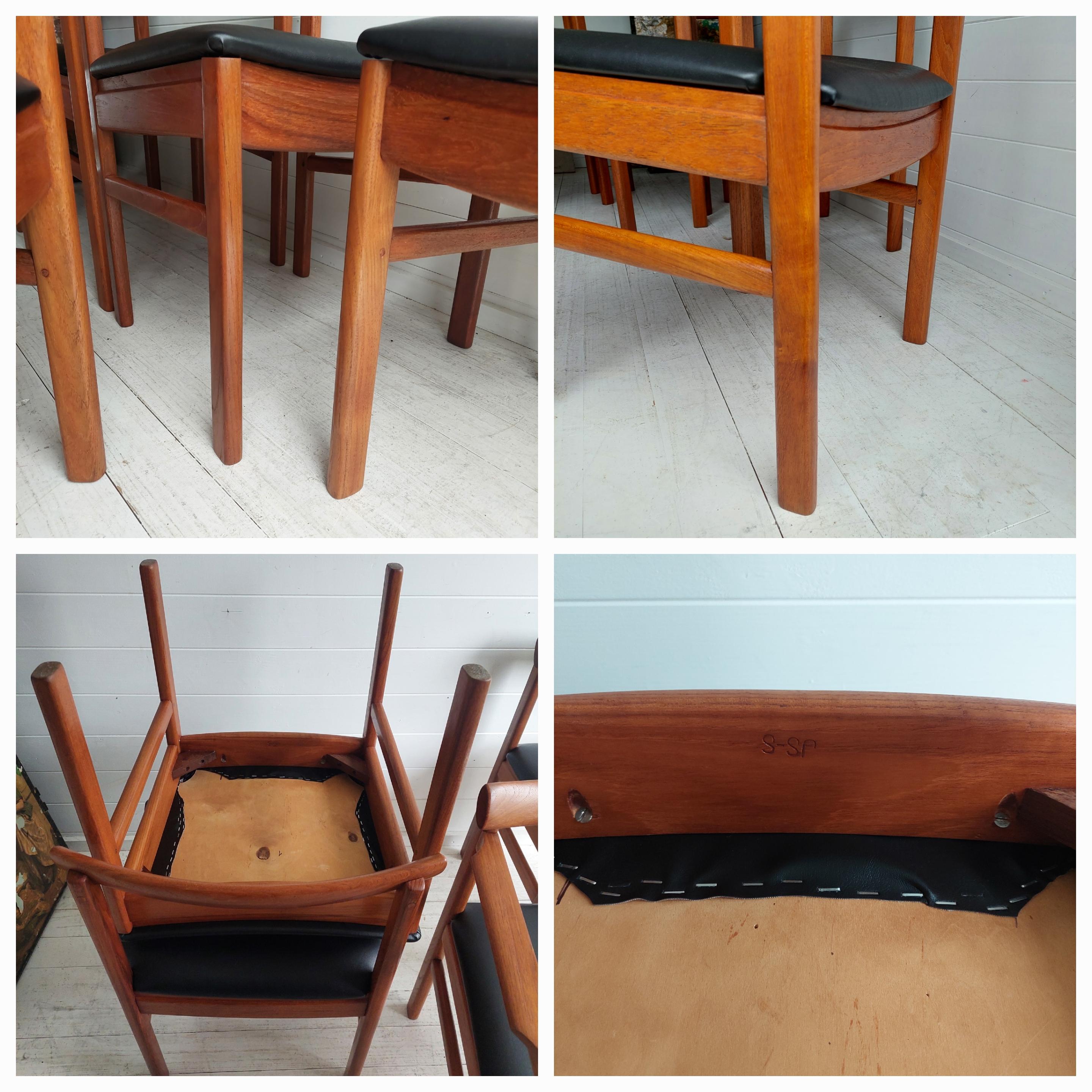 Mid Century teak Danish dining chairs set of 6, 1960s 14