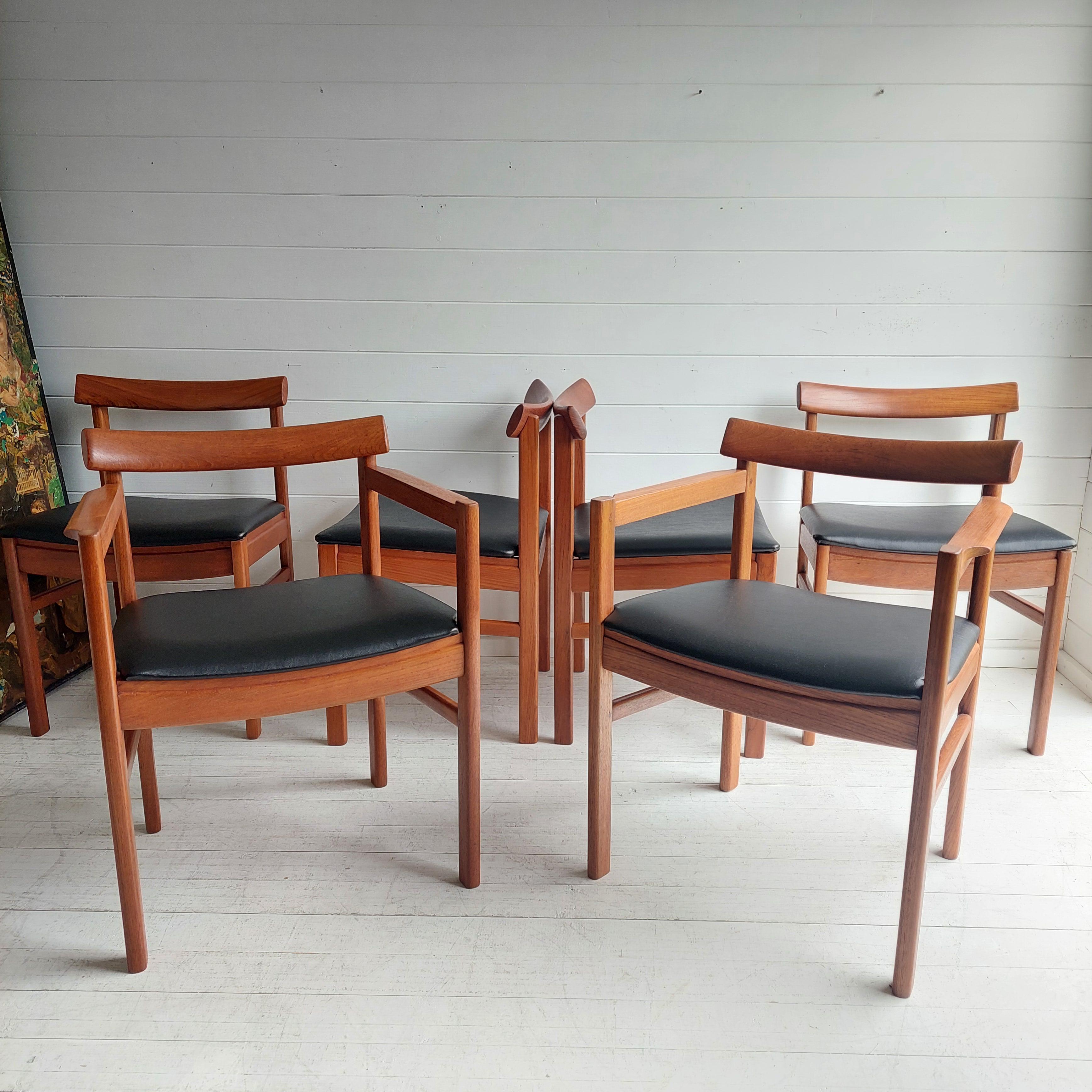 Mid-Century Modern Mid Century teak Danish dining chairs set of 6, 1960s