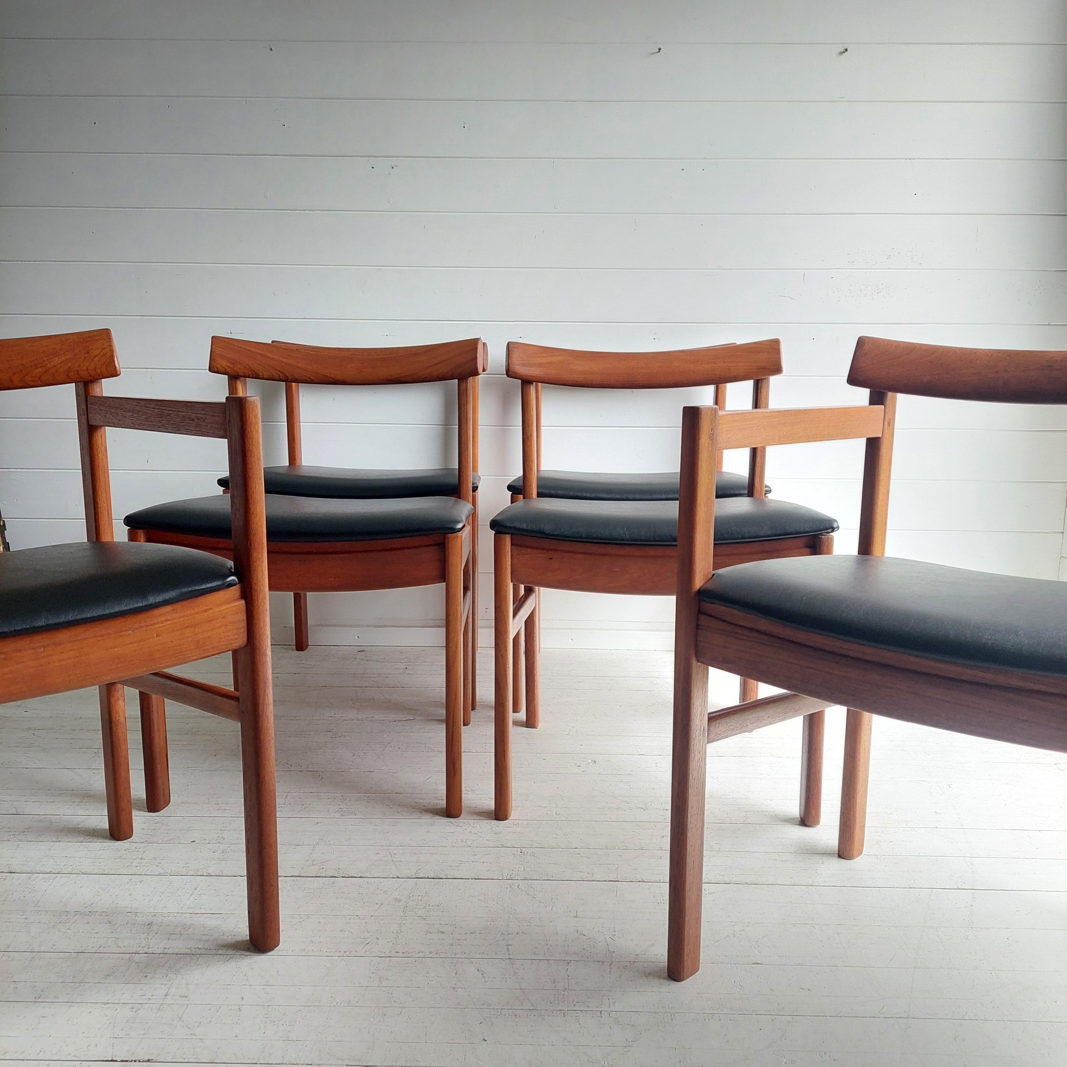 20th Century Mid Century teak Danish dining chairs set of 6, 1960s
