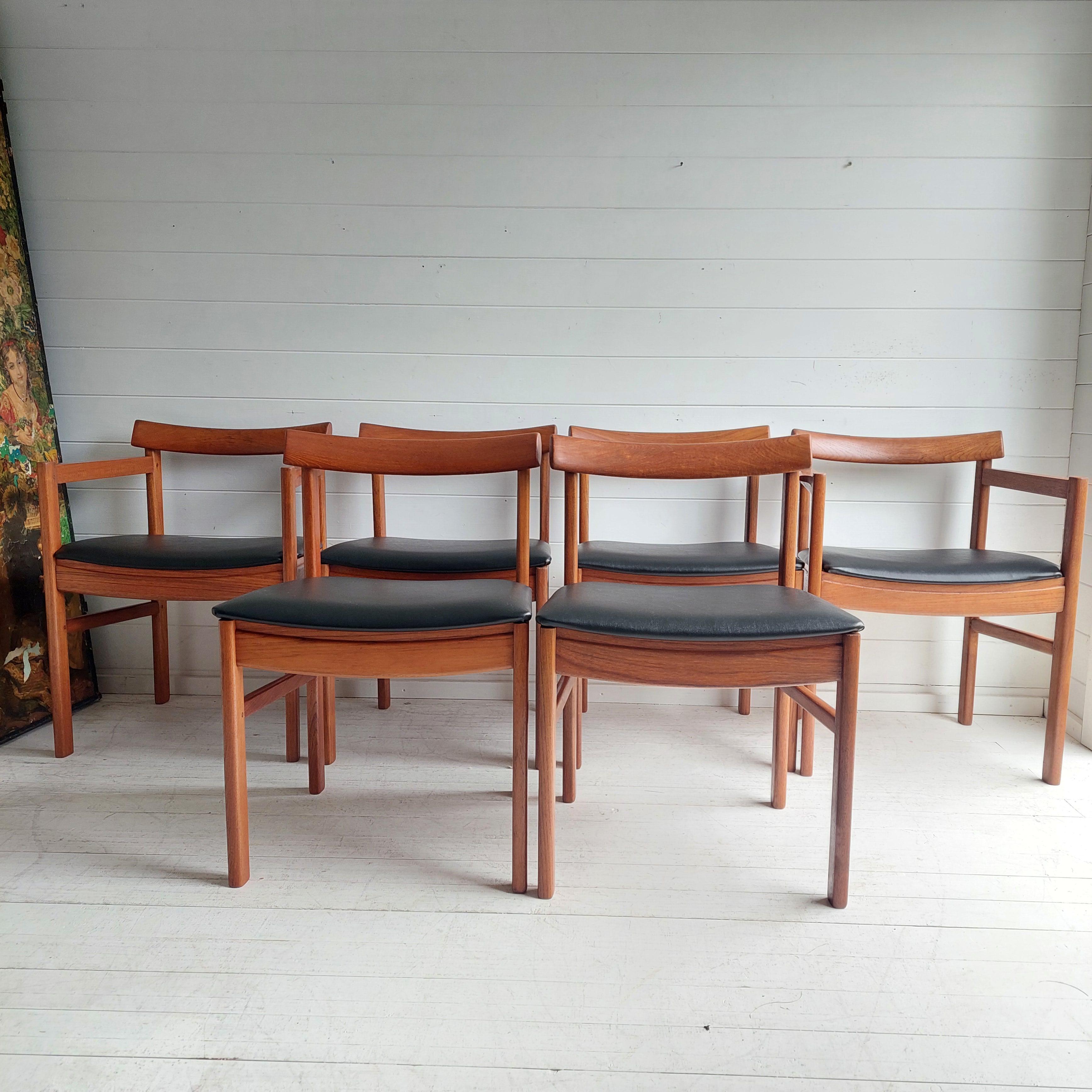 Mid Century teak Danish dining chairs set of 6, 1960s 1