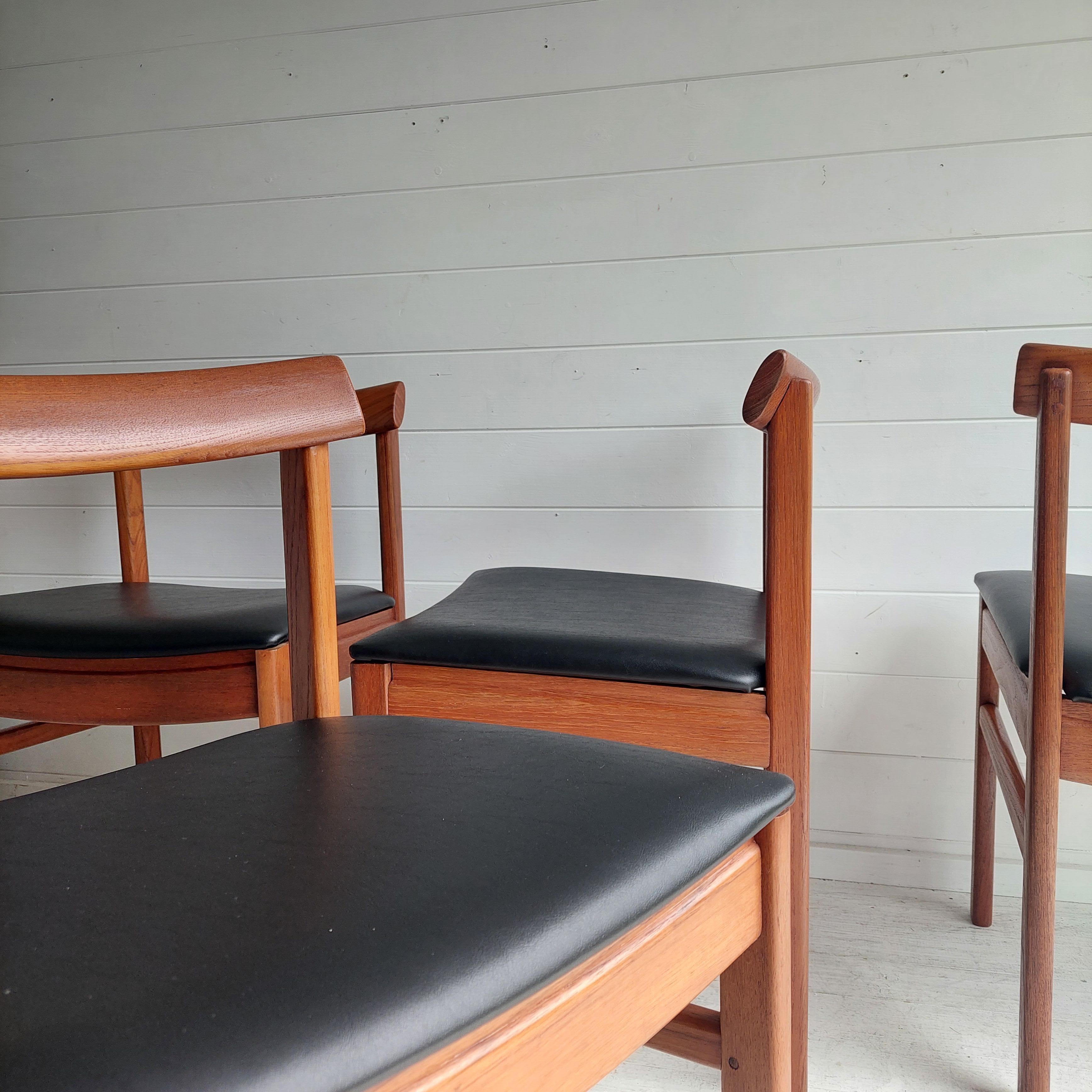 Mid Century teak Danish dining chairs set of 6, 1960s 3