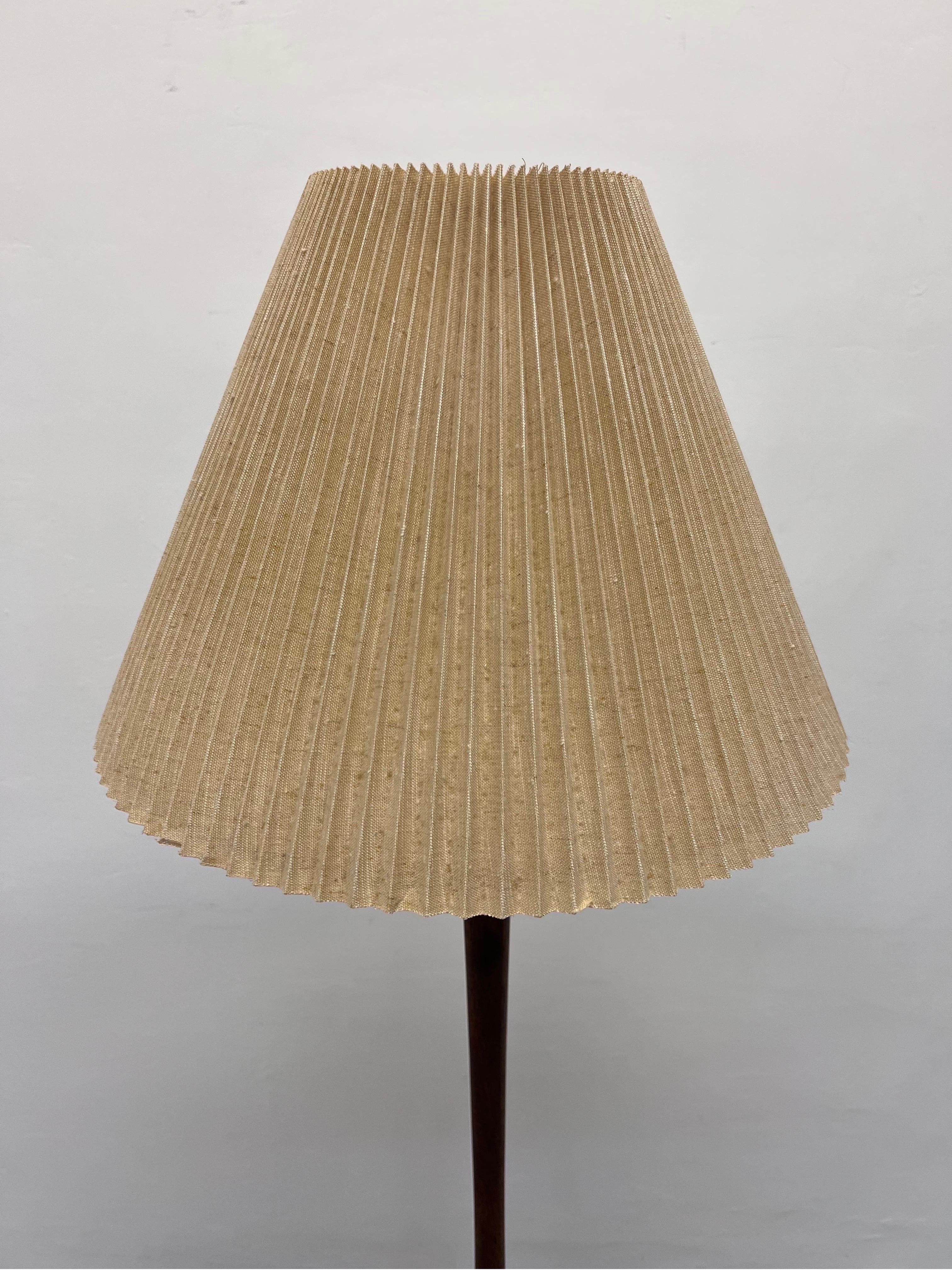 Mid-Century Modern Mid-Century Teak Danish Floor Lamp with Original Pleated Linen Shade, 1960s