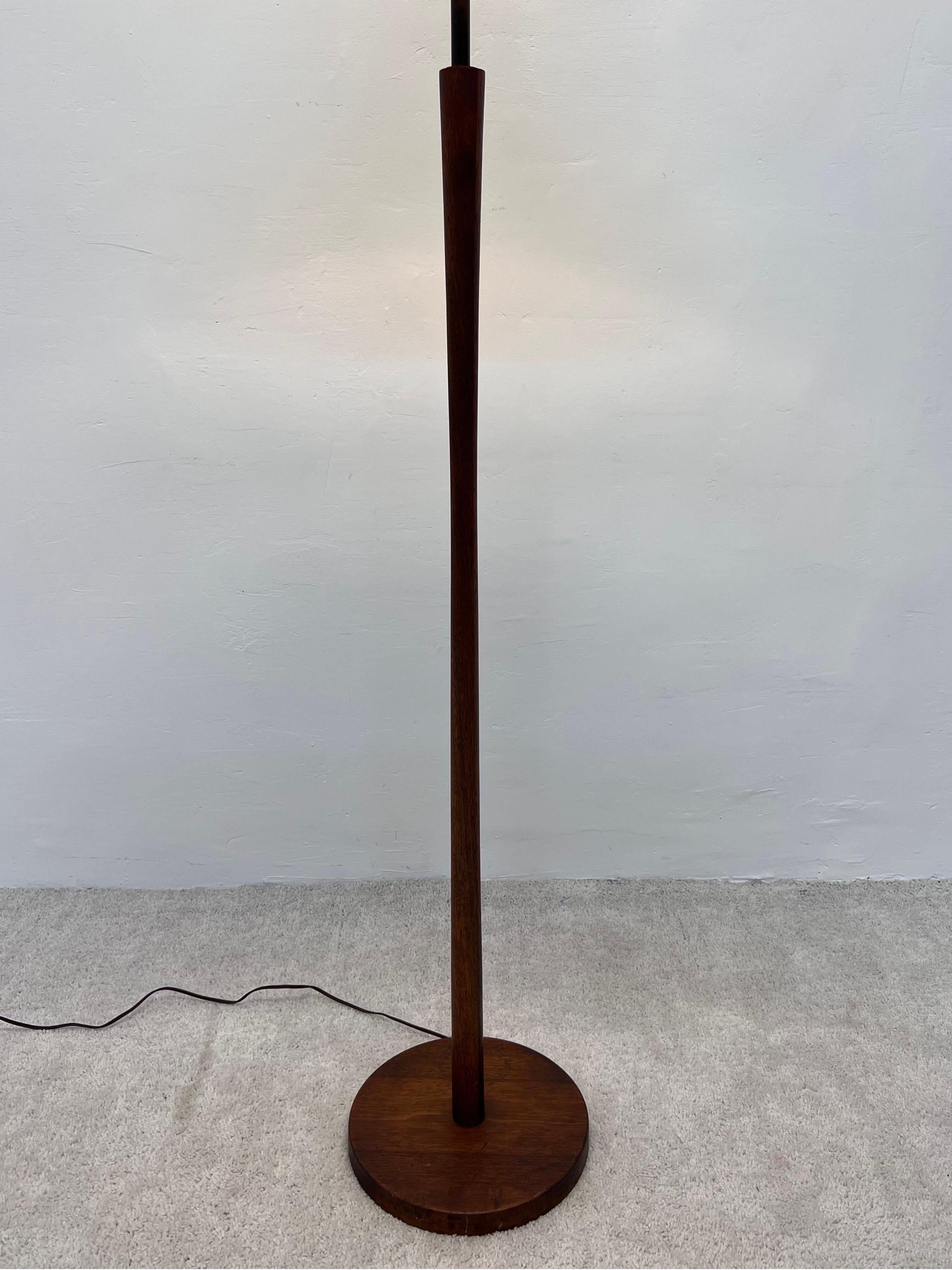 Mid-Century Teak Danish Floor Lamp with Original Pleated Linen Shade, 1960s 1