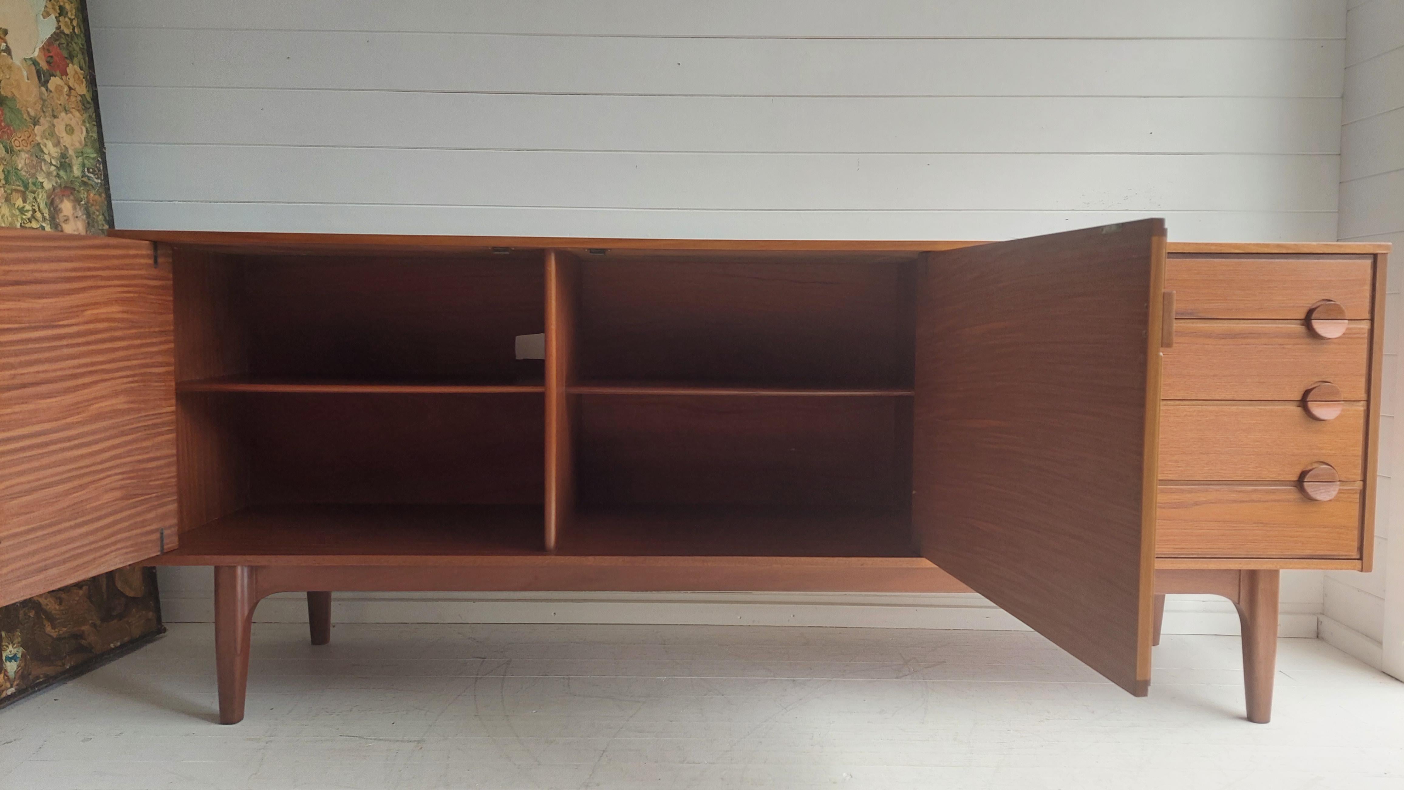 Varnished Midcentury Teak Danish Style Sideboard by Nathan, 60s