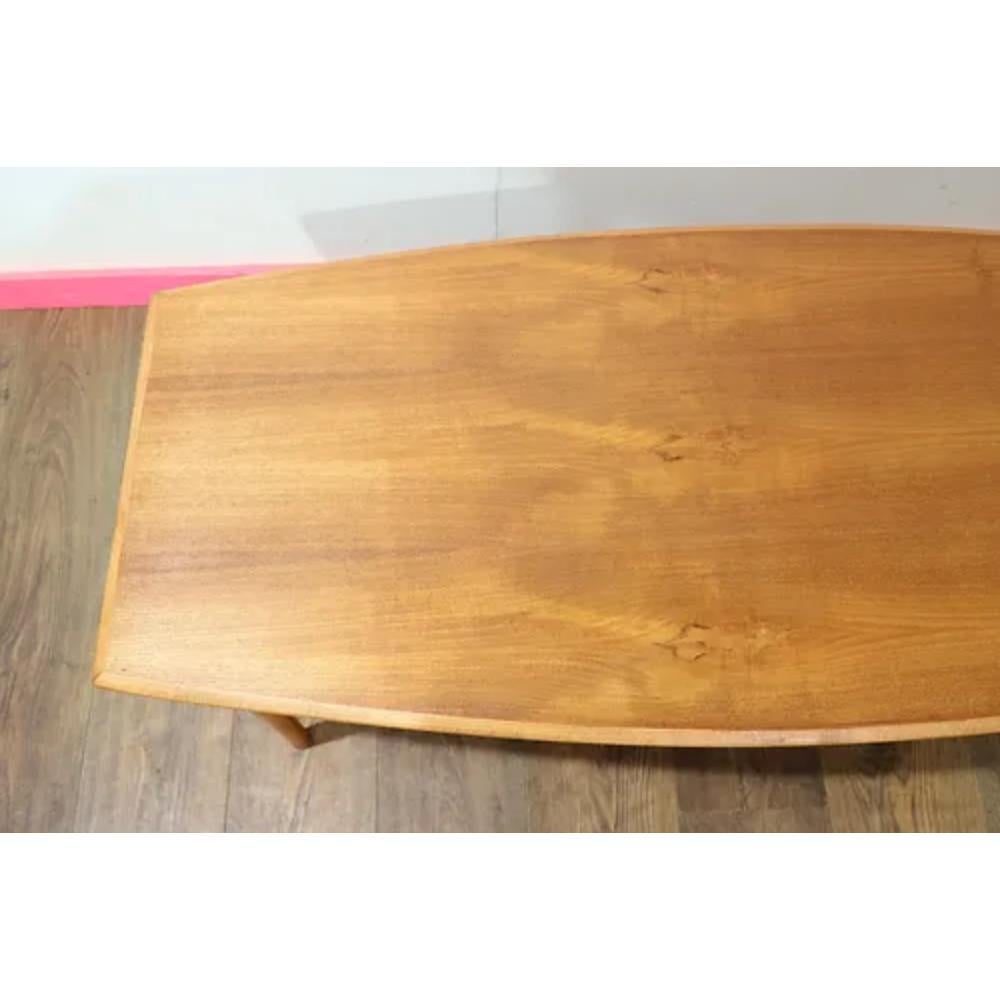Mid Century Teak Danish Style Surf Board Coffee Table For Sale 4