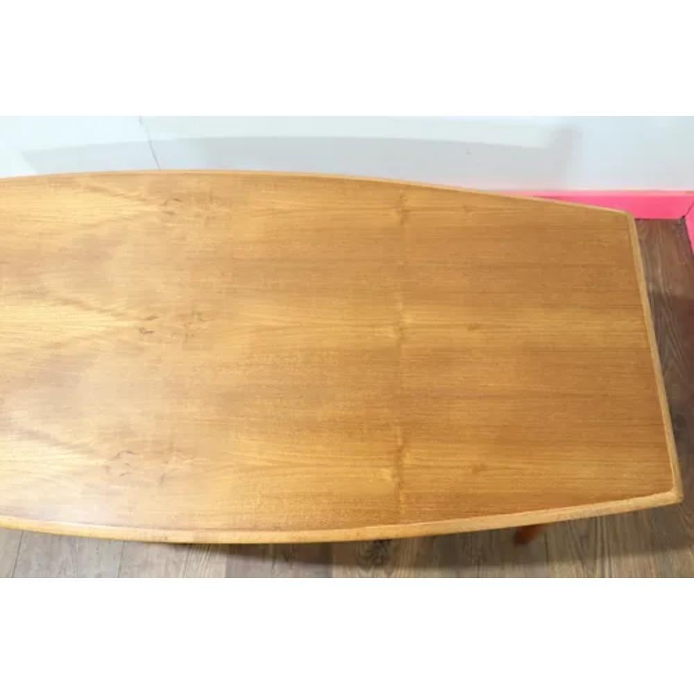 Mid Century Teak Danish Style Surf Board Coffee Table For Sale 5