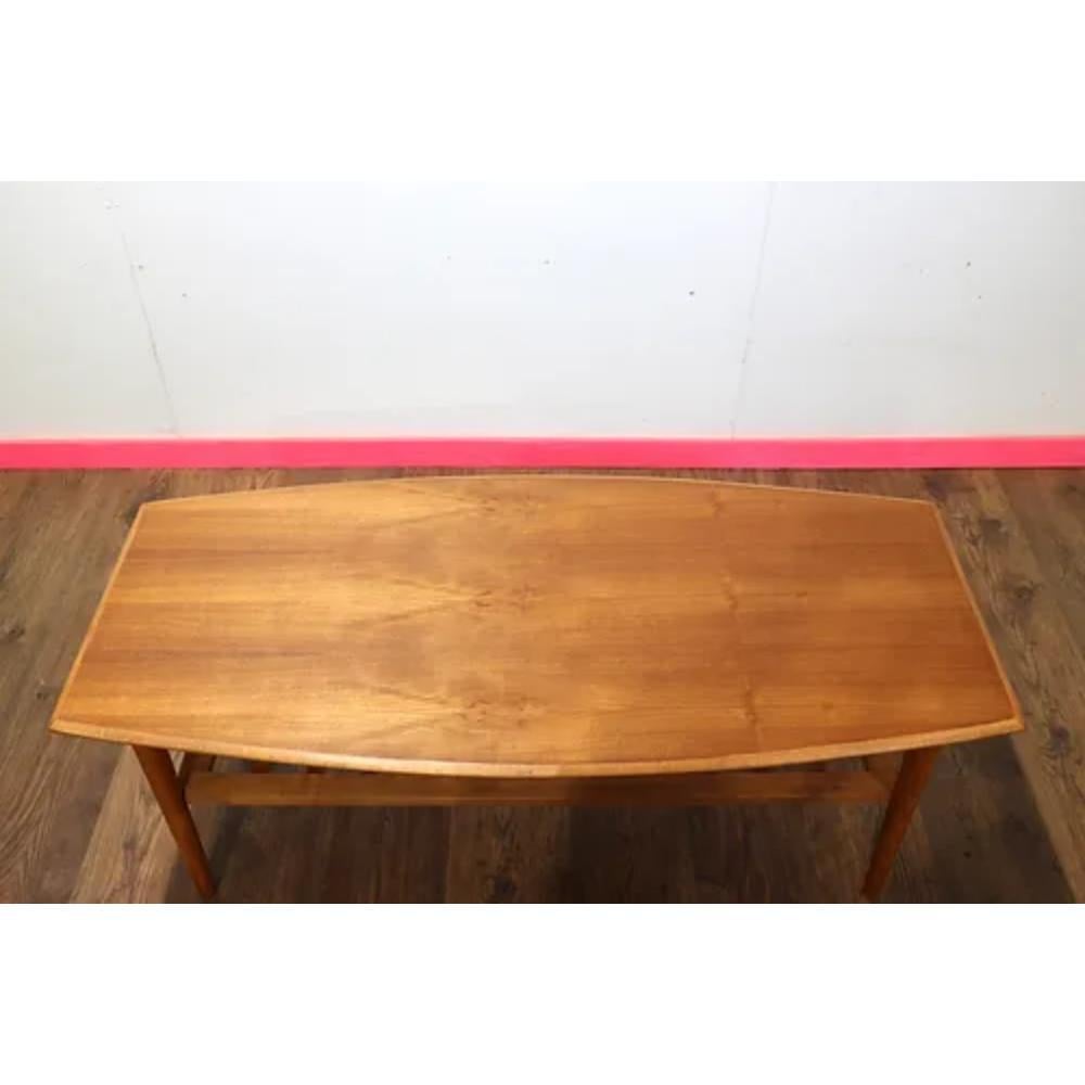Mid Century Teak Danish Style Surf Board Coffee Table For Sale 1