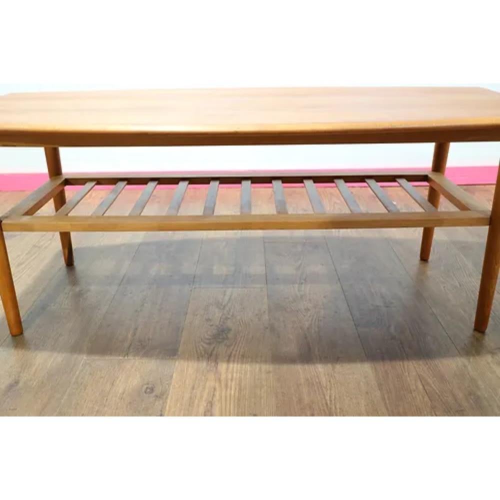 Mid Century Teak Danish Style Surf Board Coffee Table For Sale 2