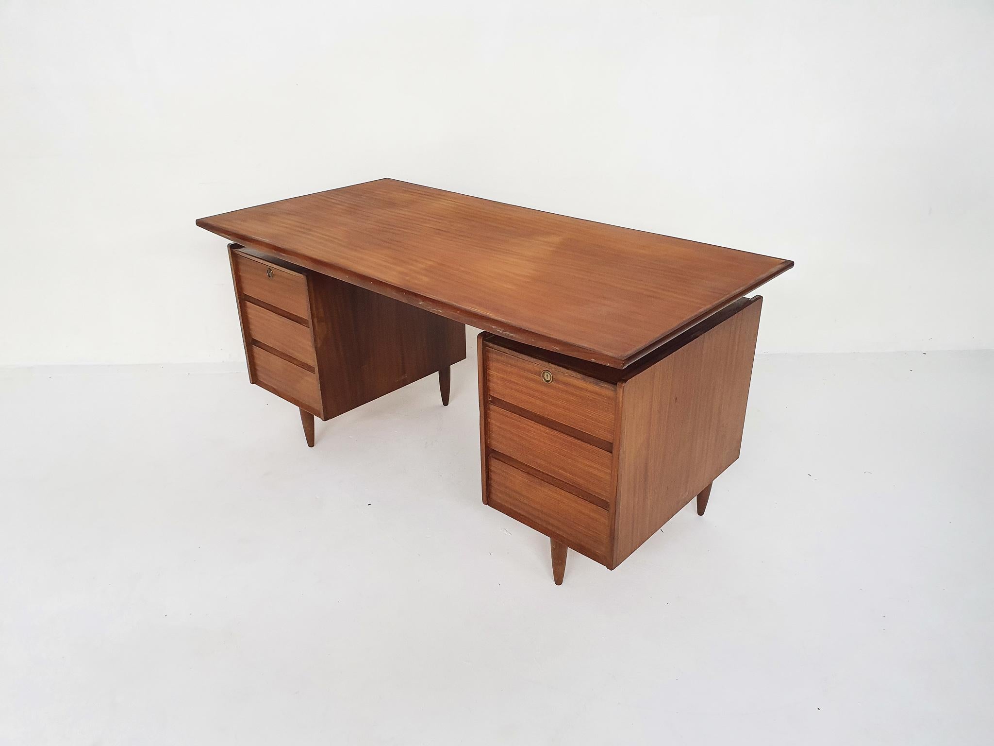  Mid-century teak desk, The Netherlands 1960's For Sale 3