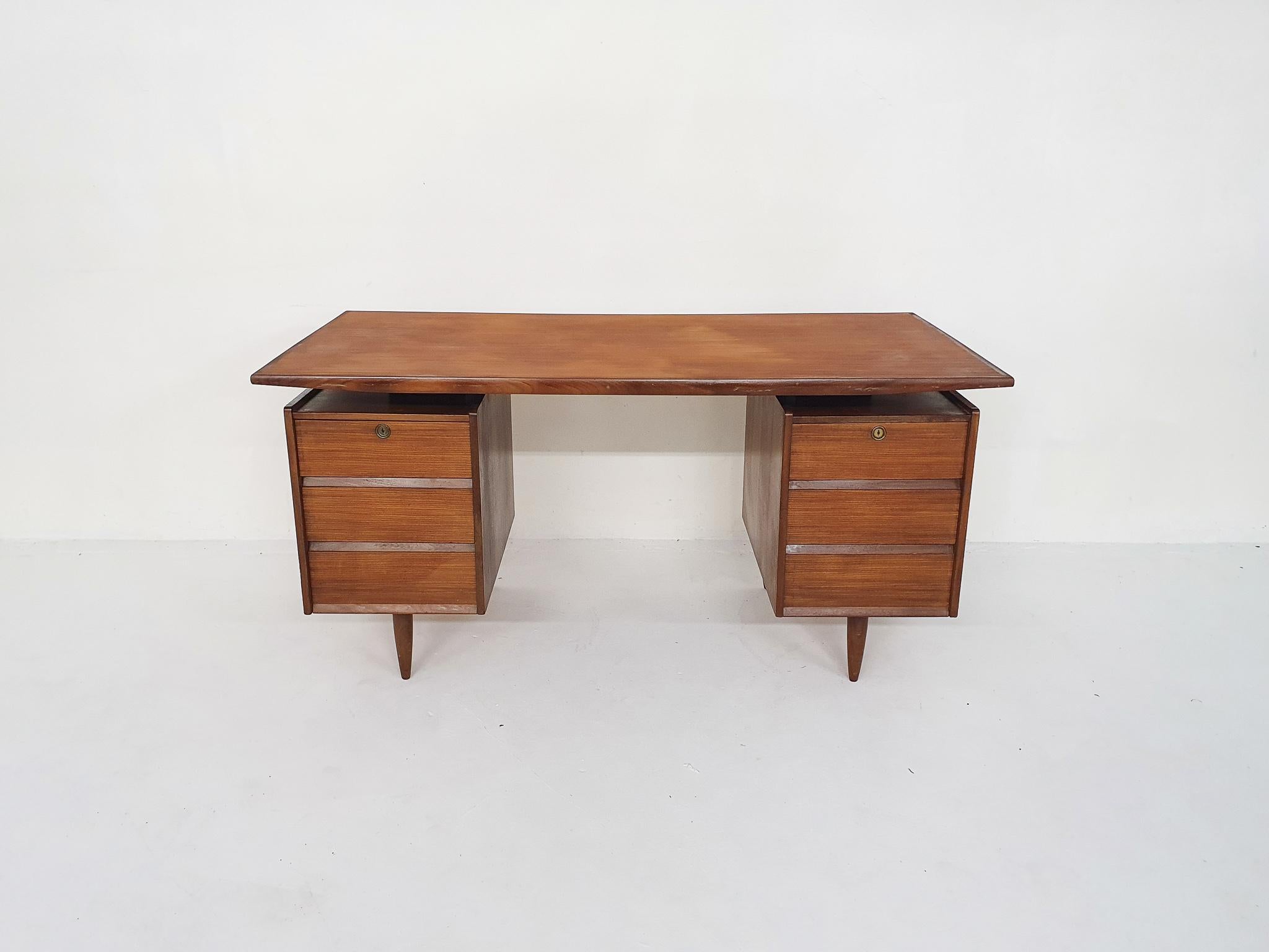 Scandinavian Modern  Mid-century teak desk, The Netherlands 1960's For Sale