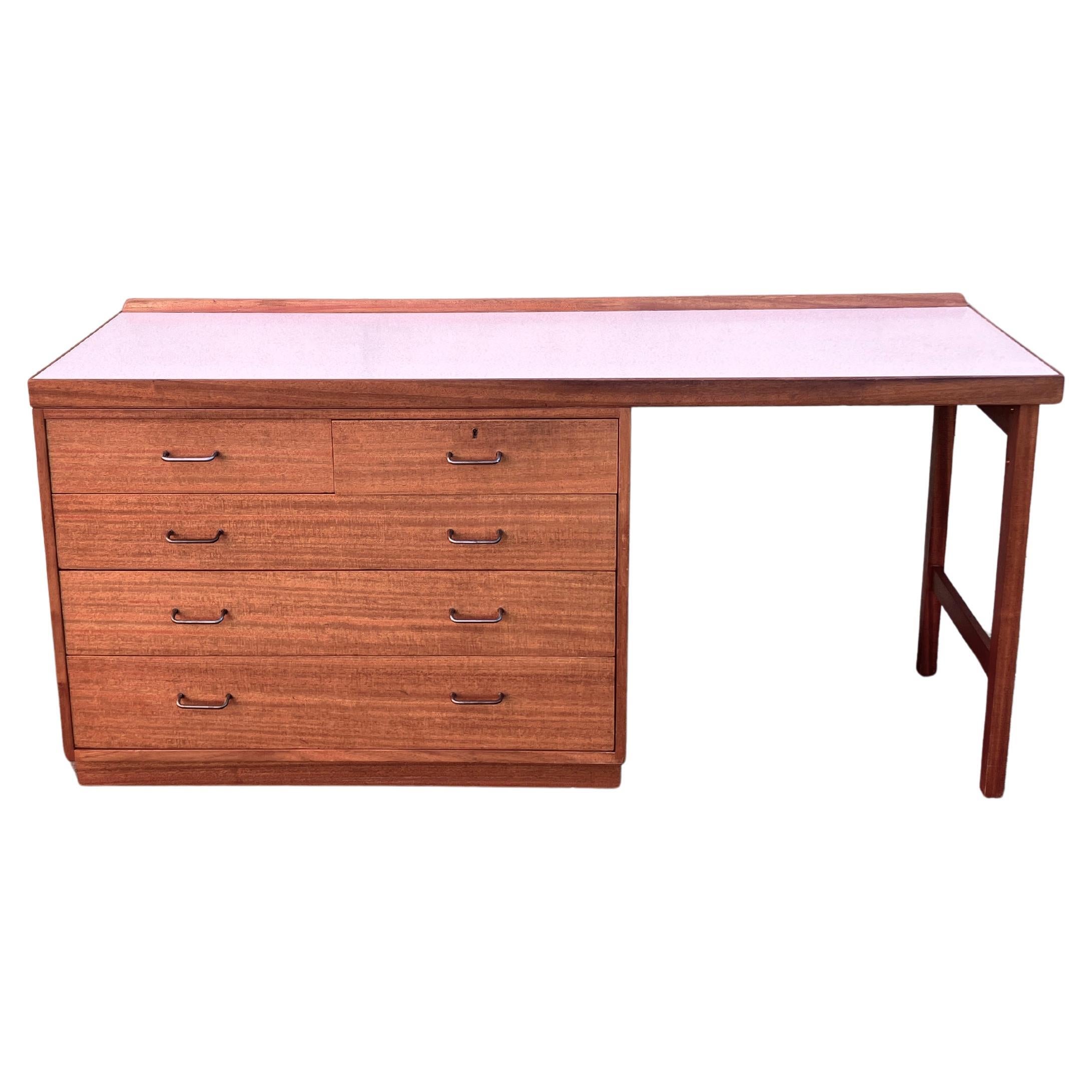Mid Century Teak Desk with Formica Top