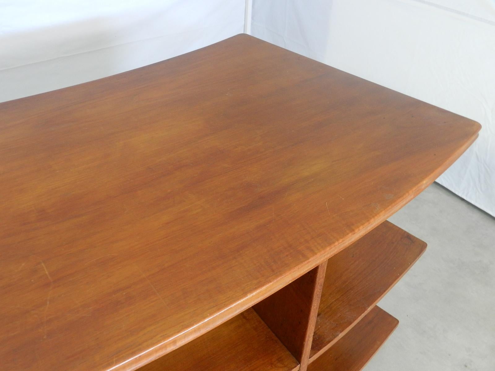 Mid-Century Modern Midcentury Teak Desk Writing Table Curved Double Sided