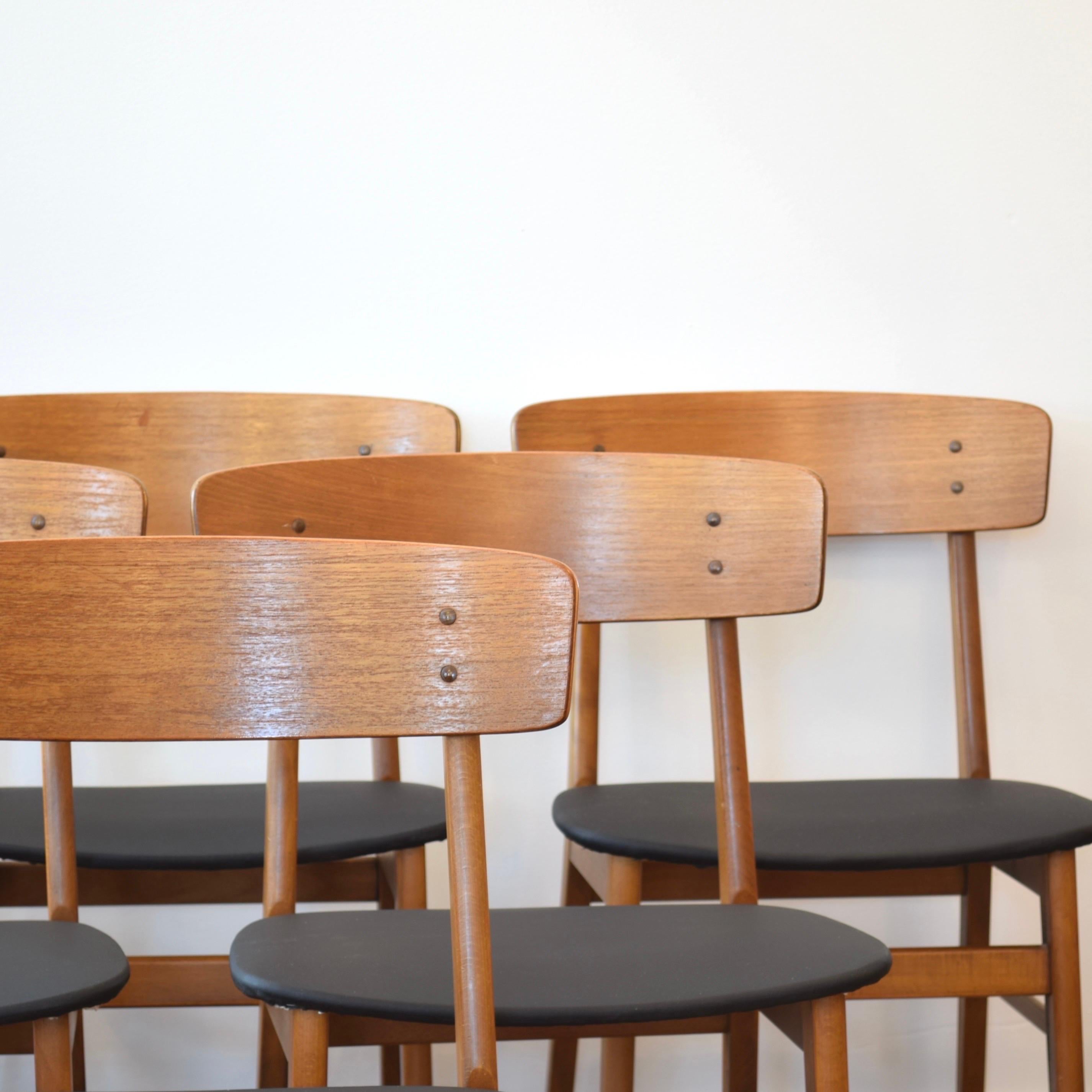 Danish Mid Century Teak Dining Chair Set by Farstrup