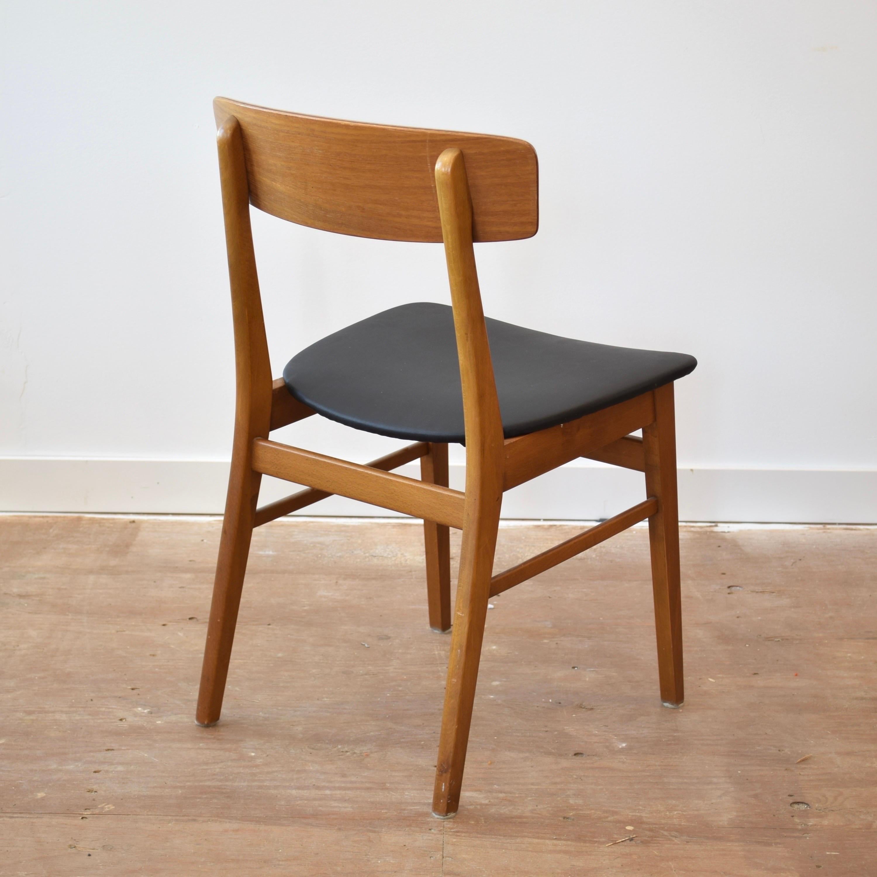 Beech Mid Century Teak Dining Chair Set by Farstrup