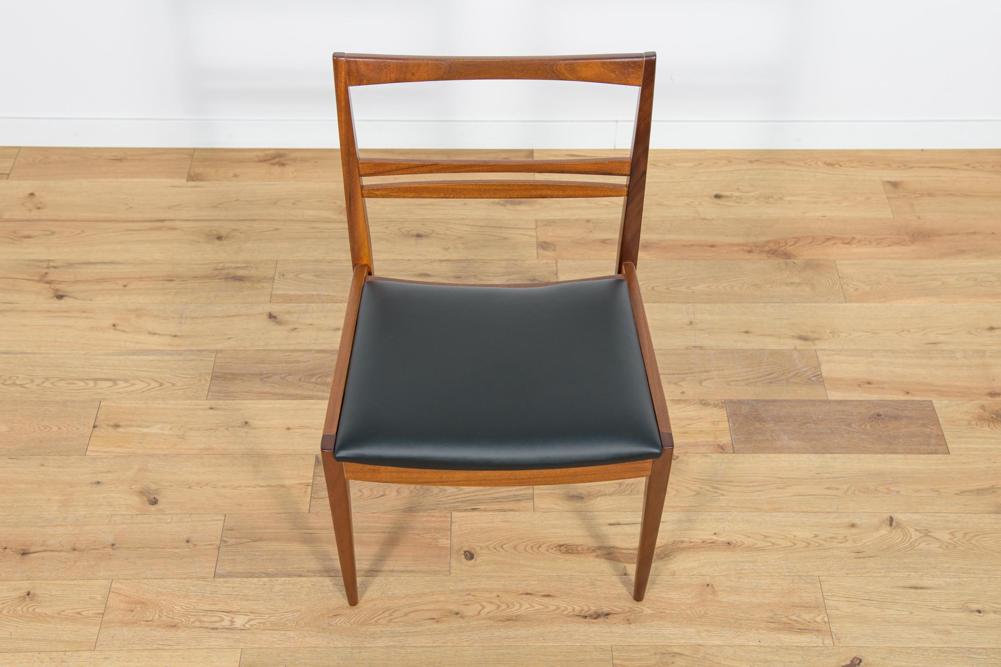 Leather Mid-Century Teak Dining Chairs, 1960s, Set of 6 For Sale