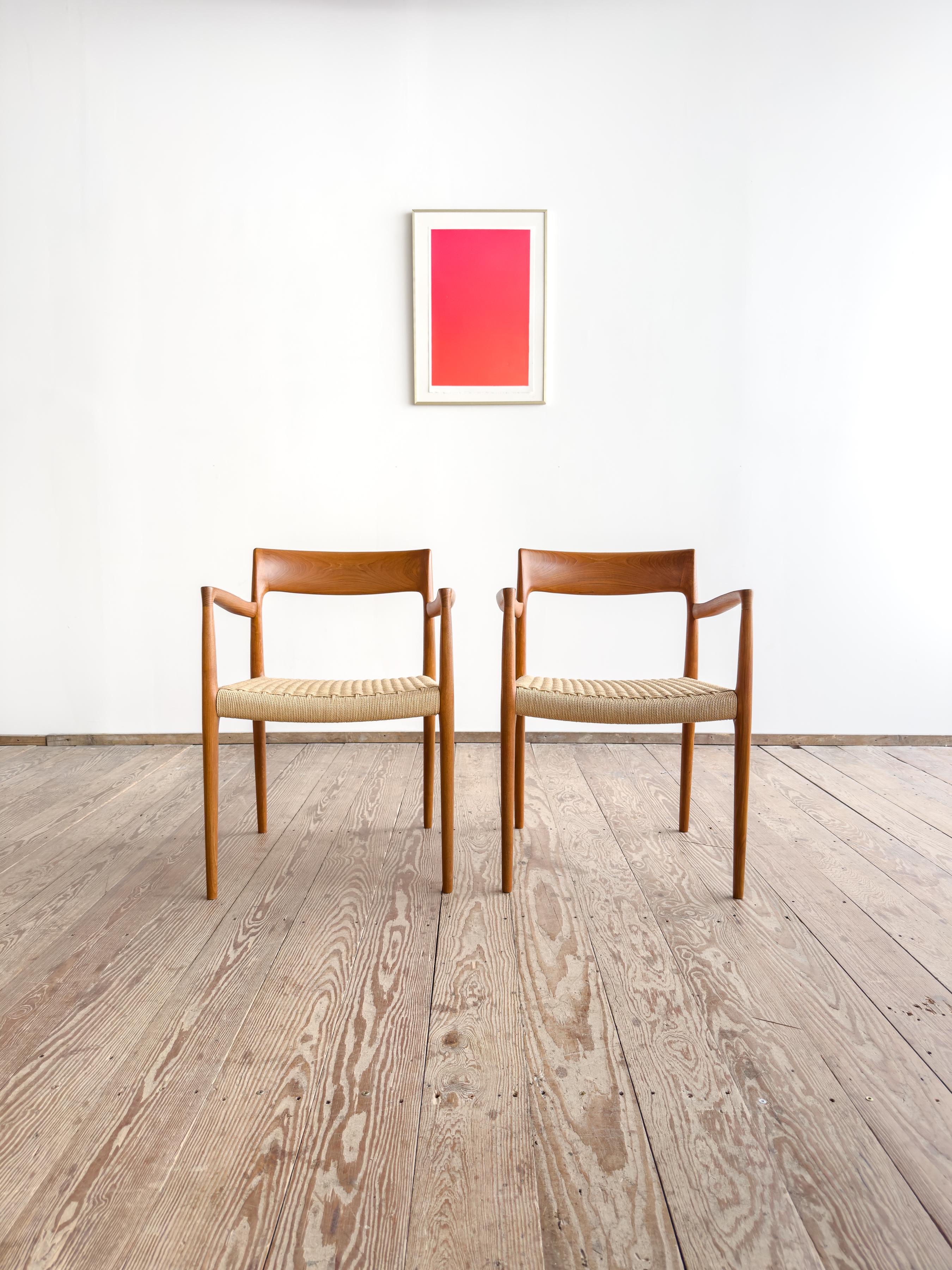 Mid-Century Modern Mid-Century Teak Dining Chairs #57 by Niels O. Møller for J. L. Moller, Set of 2 For Sale