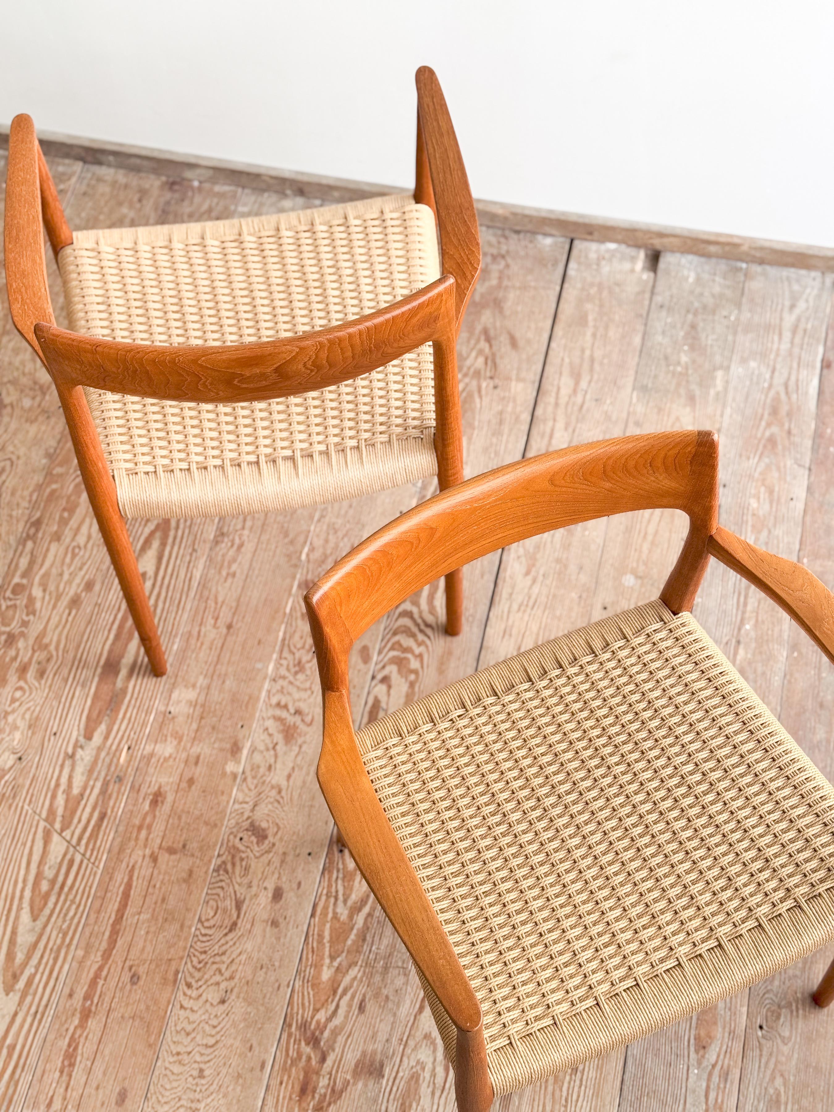 Mid-Century Teak Dining Chairs #57 by Niels O. Møller for J. L. Moller, Set of 2 In Good Condition For Sale In München, Bavaria