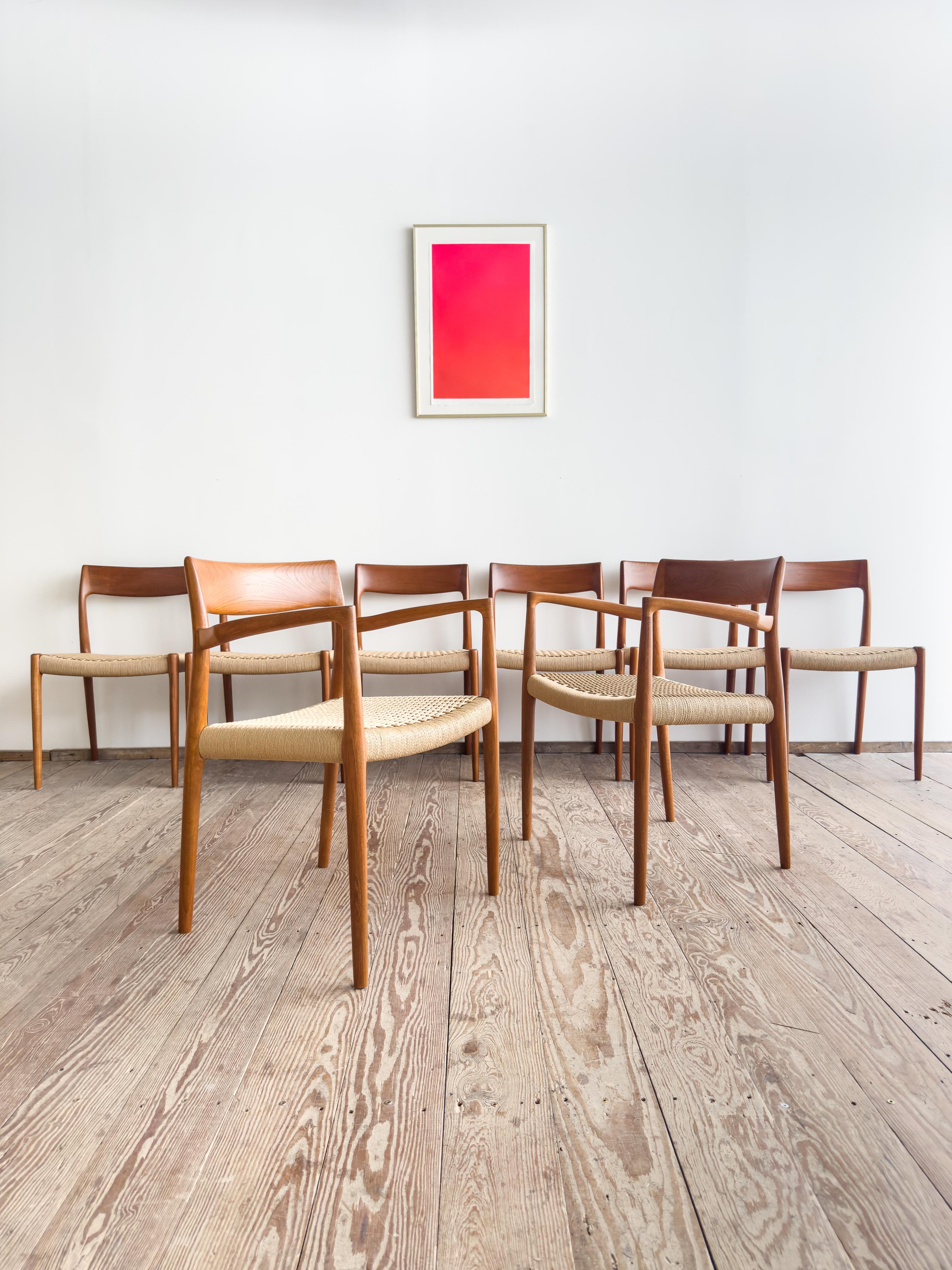 Teakholz-Esszimmerstühle #57&77 von Niels O. Møller, J. L. Moller, 8-teilig (Moderne der Mitte des Jahrhunderts) im Angebot