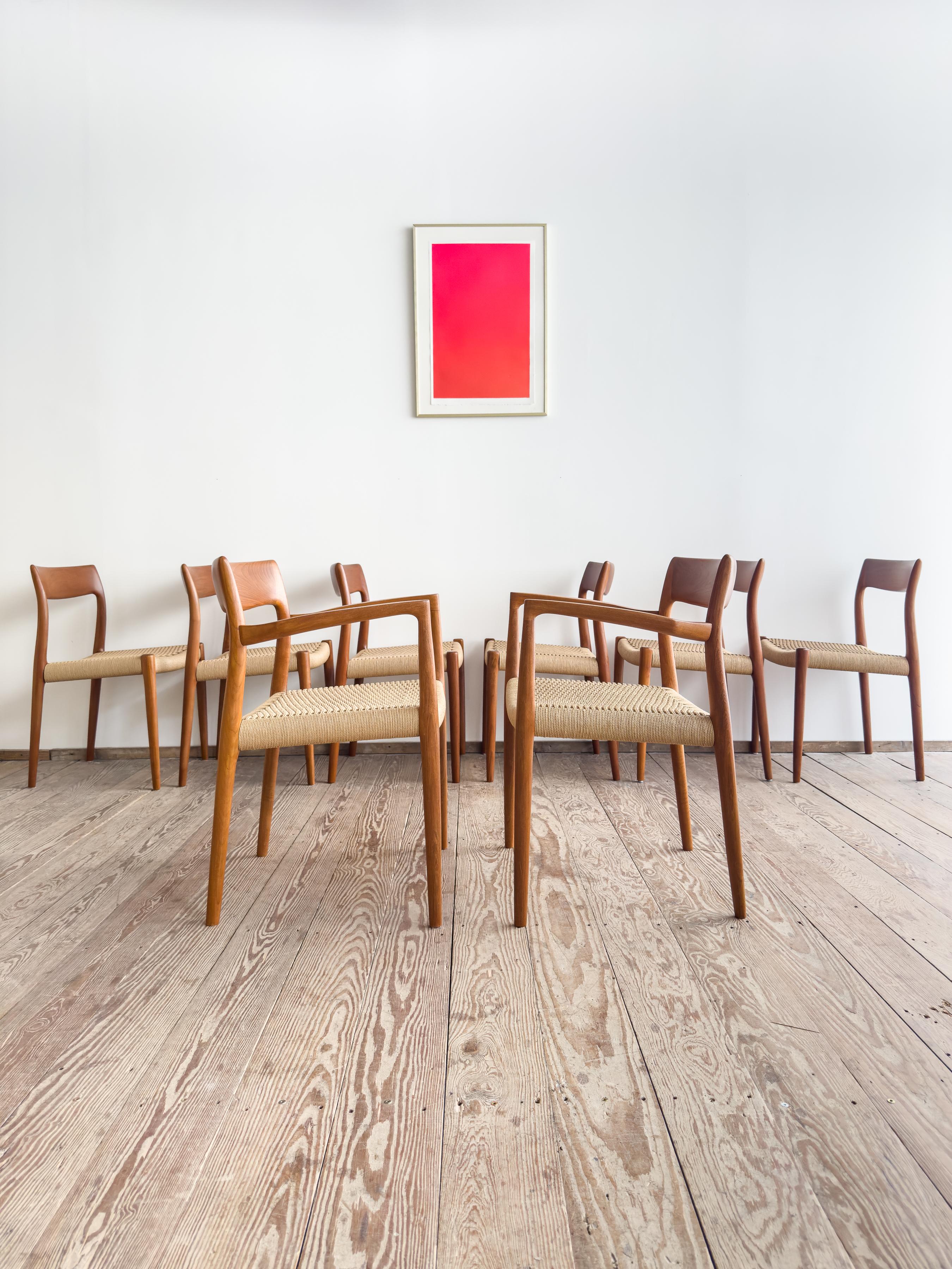 Teakholz-Esszimmerstühle #57&77 von Niels O. Møller, J. L. Moller, 8-teilig (Dänisch) im Angebot
