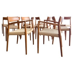 Teak-Esszimmerstühle aus der Jahrhundertmitte #57&77 von Niels O. Møller, JL. Moller, Satz von 10