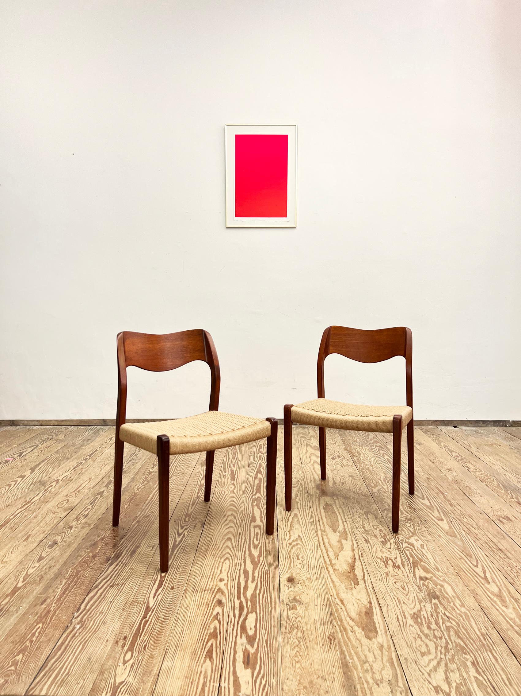 Danish Mid-Century Teak Dining Chairs #71 by Niels O. Møller for J. L. Moller, Set of 2