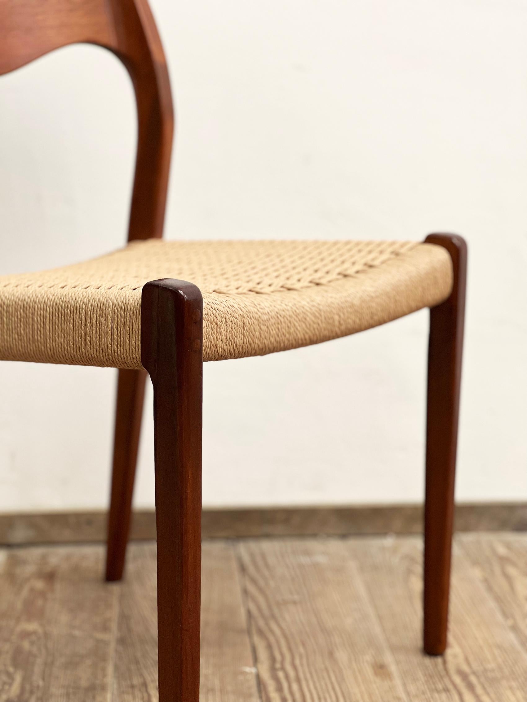 Mid-Century Teak Dining Chairs #71 by Niels O. Møller for J. L. Moller, Set of 2 In Fair Condition In München, Bavaria