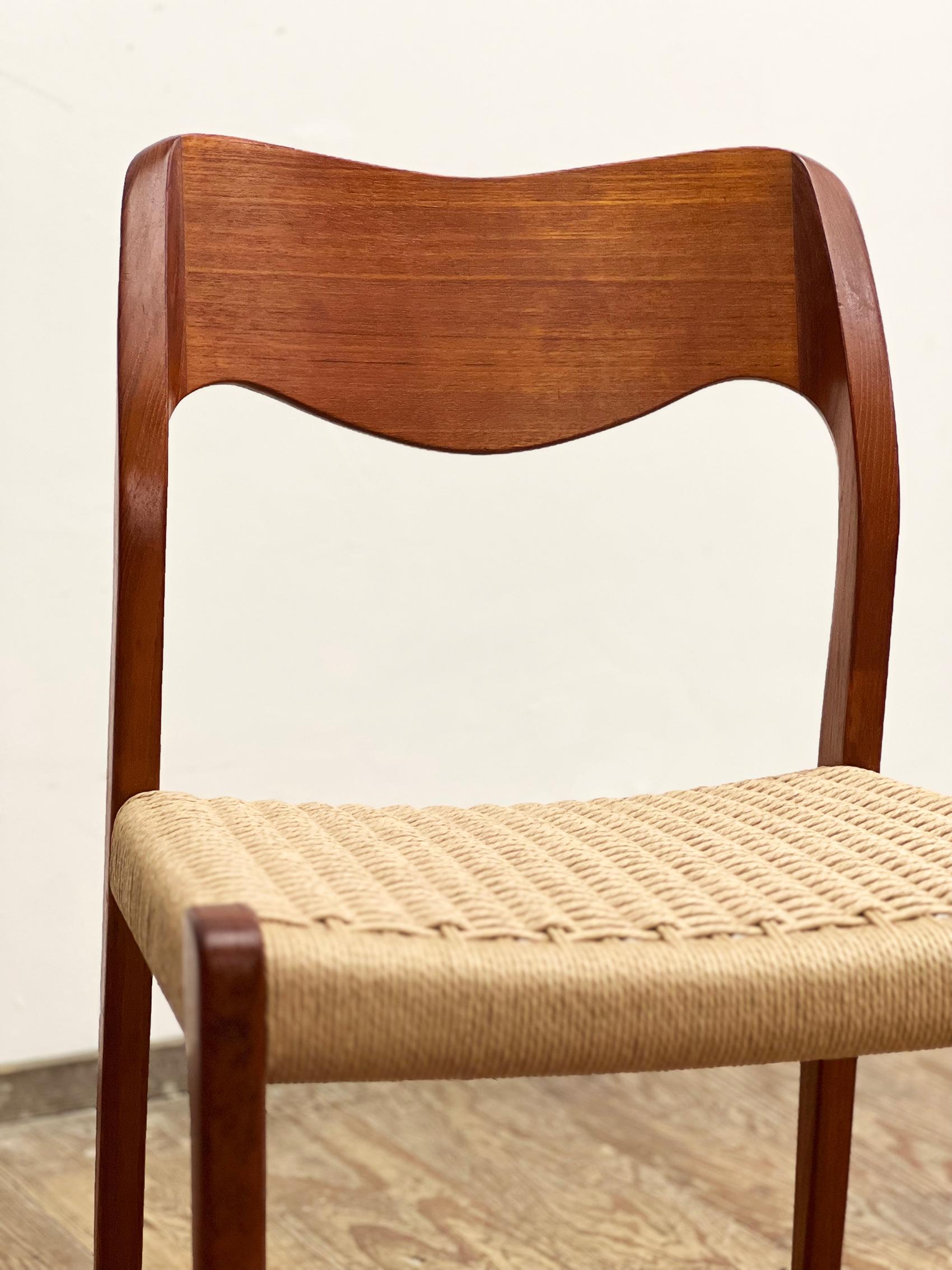 Mid-20th Century Mid-Century Teak Dining Chairs #71 by Niels O. Møller for J. L. Moller, Set of 2