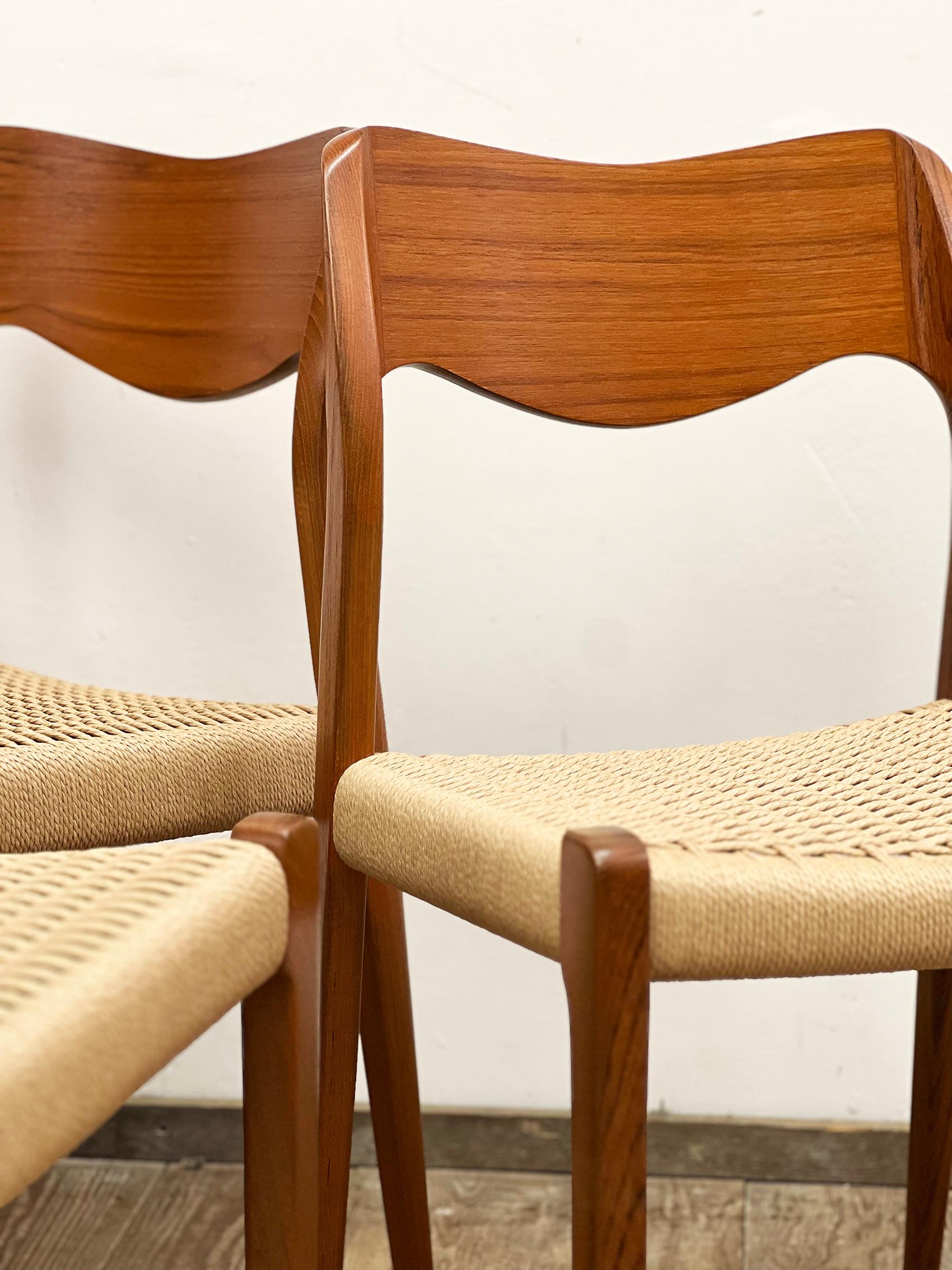 Mid-20th Century Mid-Century Teak Dining Chairs #71 by Niels O. Møller for J. L. Moller, Set of 4 For Sale