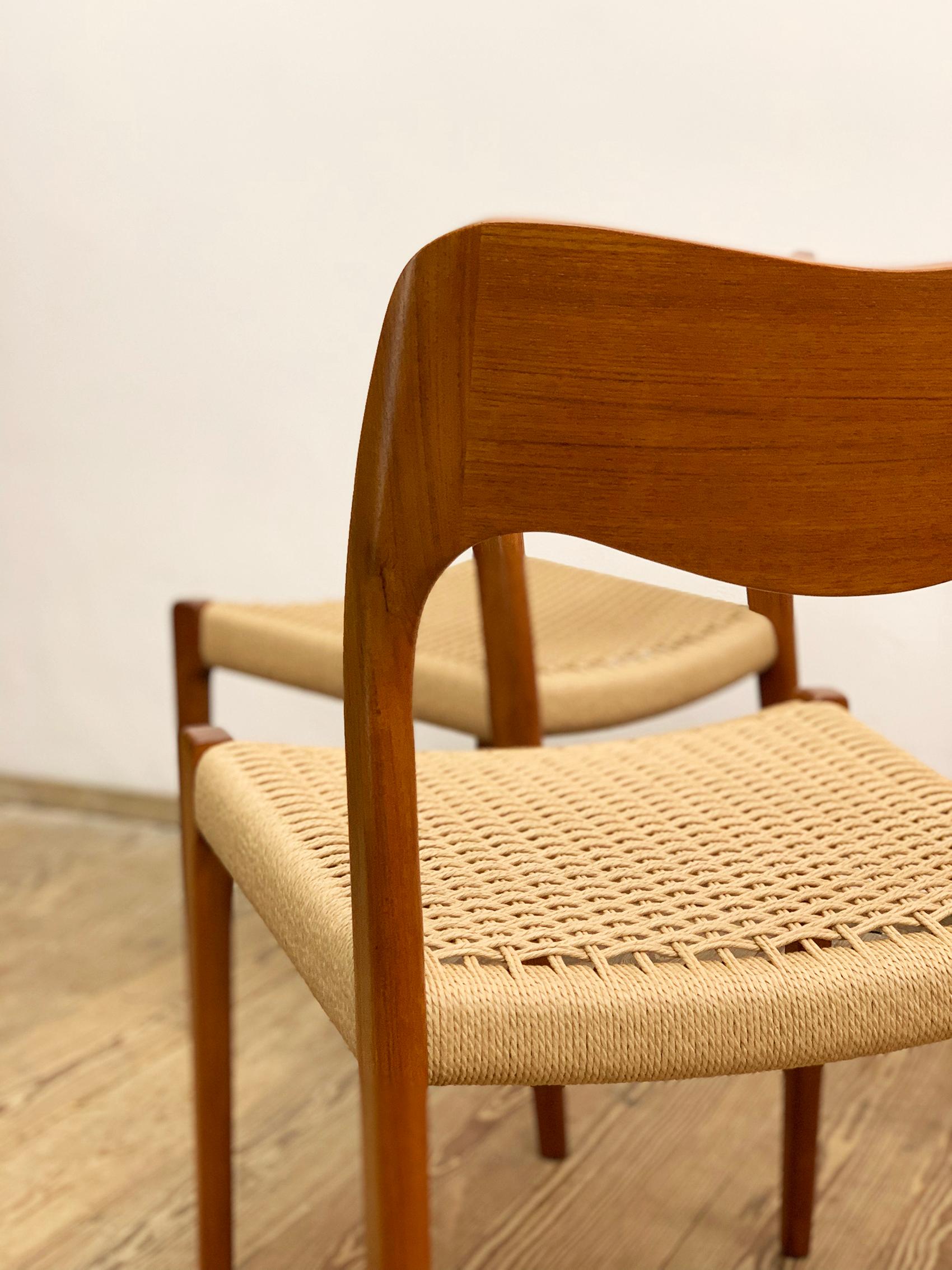 Mid-Century Teak Dining Chairs #71 by Niels O. Møller for J. L. Moller, Set of 4 1